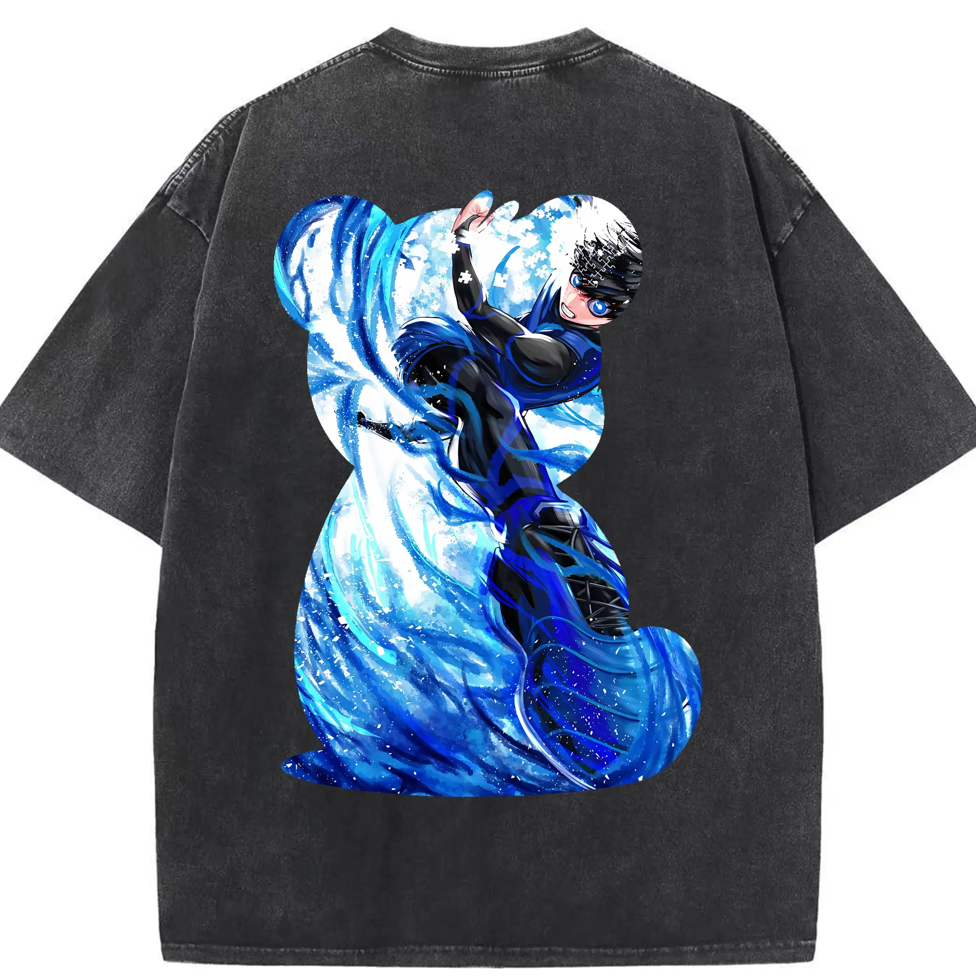 ブルーロック グッズ 潔 世一 - 綿100％ ヴィンテージ風 半袖Tシャツ ・ 背面プリント ・ 柔らか肌触り ・ 通気性 快適 ・ スポーツ カジュアル 外出用