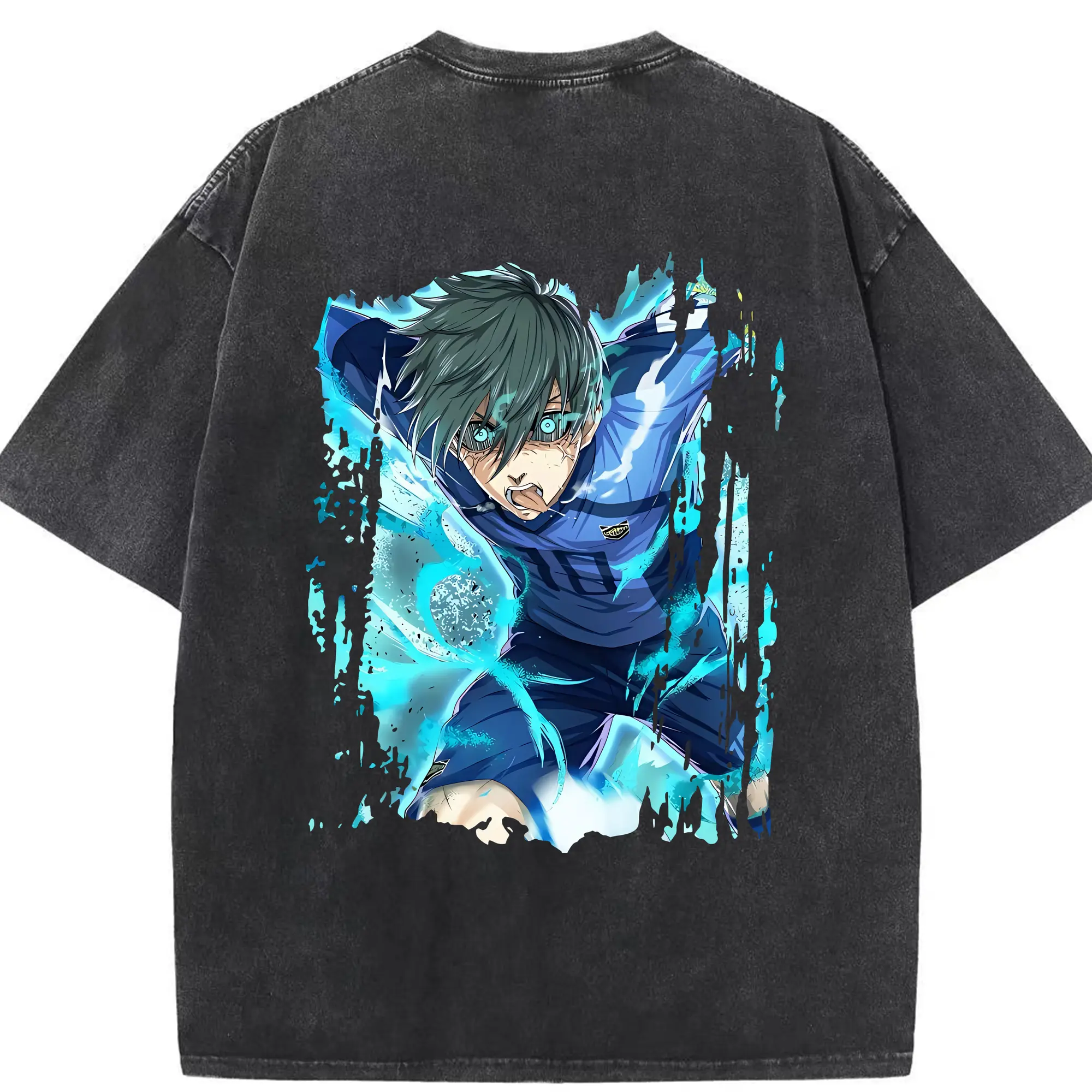 ブルーロック グッズ 潔 世一 - 綿100％ ヴィンテージ風 半袖Tシャツ ・ 背面プリント ・ 柔らか肌触り ・ 通気性 快適 ・ スポーツ カジュアル 外出用