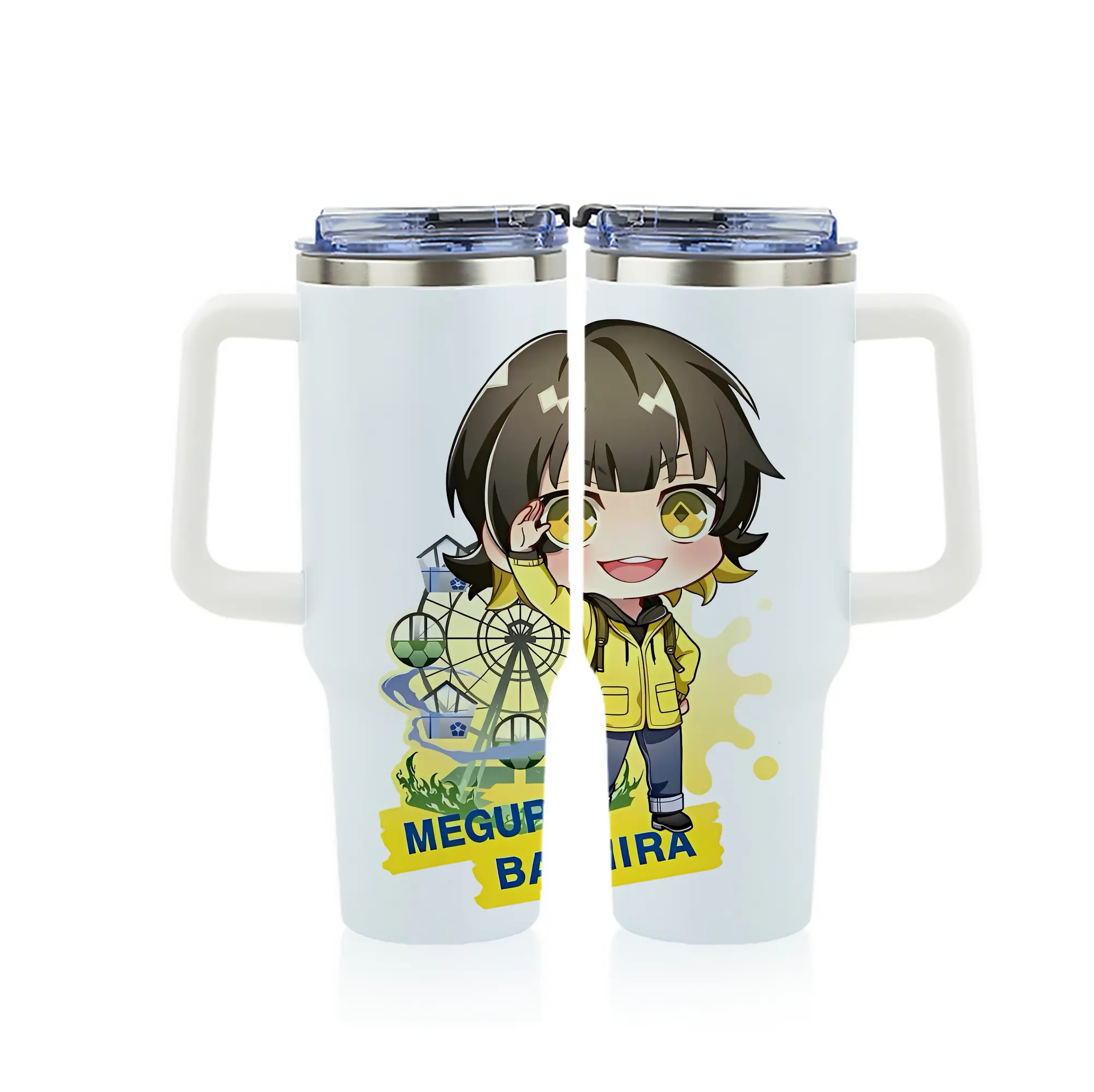 ブルーロック グッズ 蜂楽 廻 - 1200mL フルプリント車用タンブラー ・ 304ステンレス 内側 ・ 201ステンレス 外側 ・ 保温 保冷 ・ 通勤 ドライブ アウトドア用