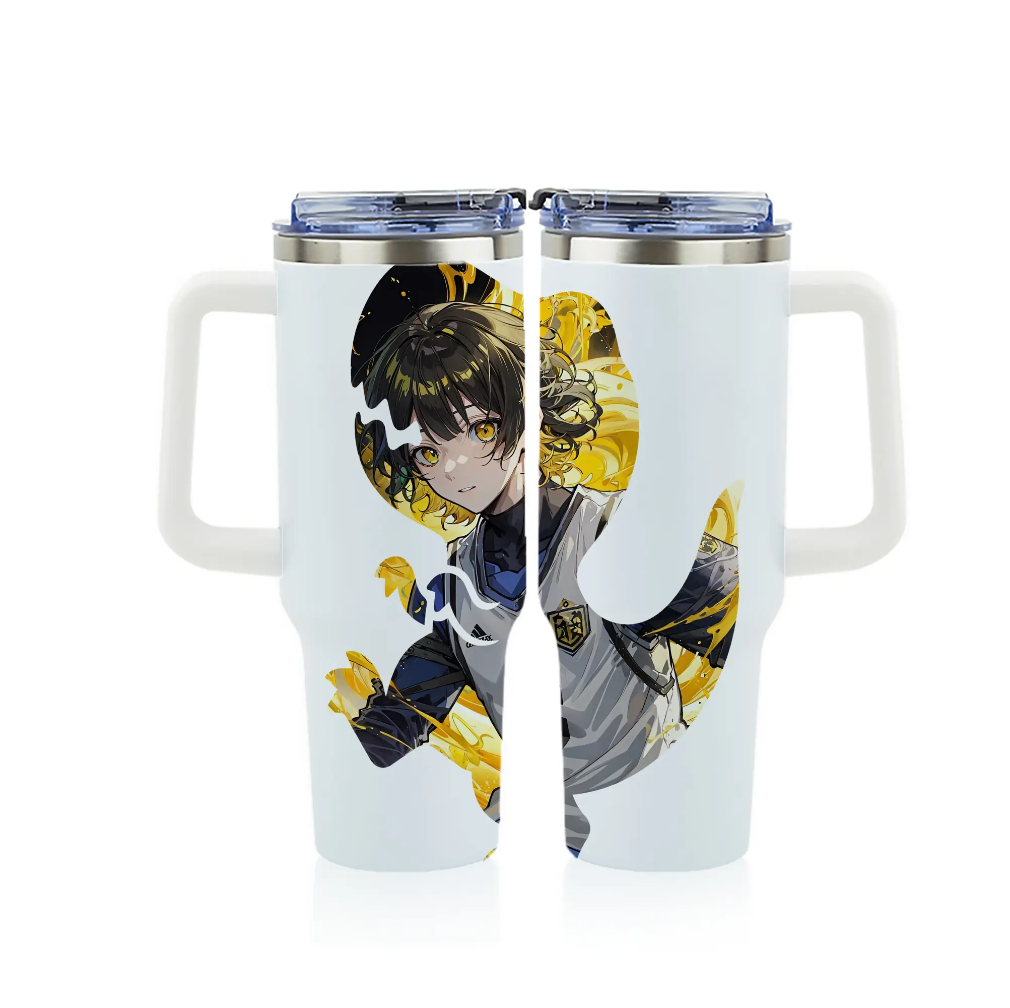 ブルーロック グッズ 蜂楽 廻 - 1200mL フルプリント車用タンブラー ・ 304ステンレス 内側 ・ 201ステンレス 外側 ・ 保温 保冷 ・ 通勤 ドライブ アウトドア用