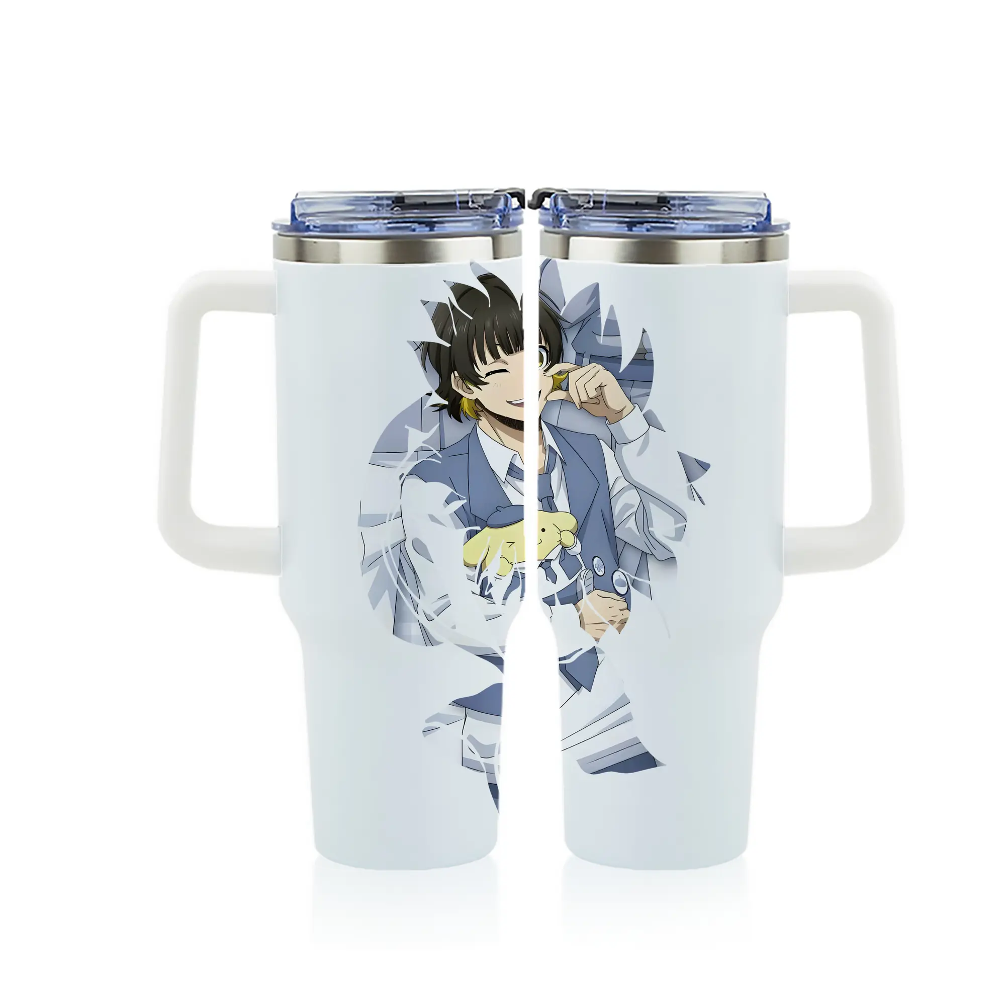 ブルーロック グッズ 蜂楽 廻 - 1200mL フルプリント車用タンブラー ・ 304ステンレス 内側 ・ 201ステンレス 外側 ・ 保温 保冷 ・ 通勤 ドライブ アウトドア用