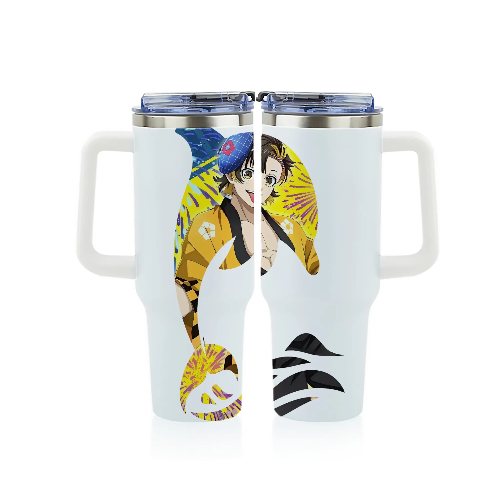 ブルーロック グッズ 蜂楽 廻 - 1200mL フルプリント車用タンブラー ・ 304ステンレス 内側 ・ 201ステンレス 外側 ・ 保温 保冷 ・ 通勤 ドライブ アウトドア用