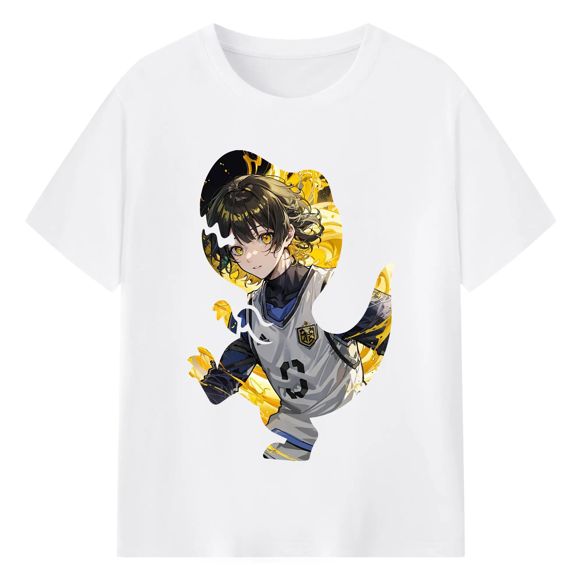 ブルーロック グッズ 蜂楽 廻 - 綿100％ 半袖Tシャツ ・ フロントプリント ・ 快適 通気性 ・ 日常使い 散歩 スポーツ用