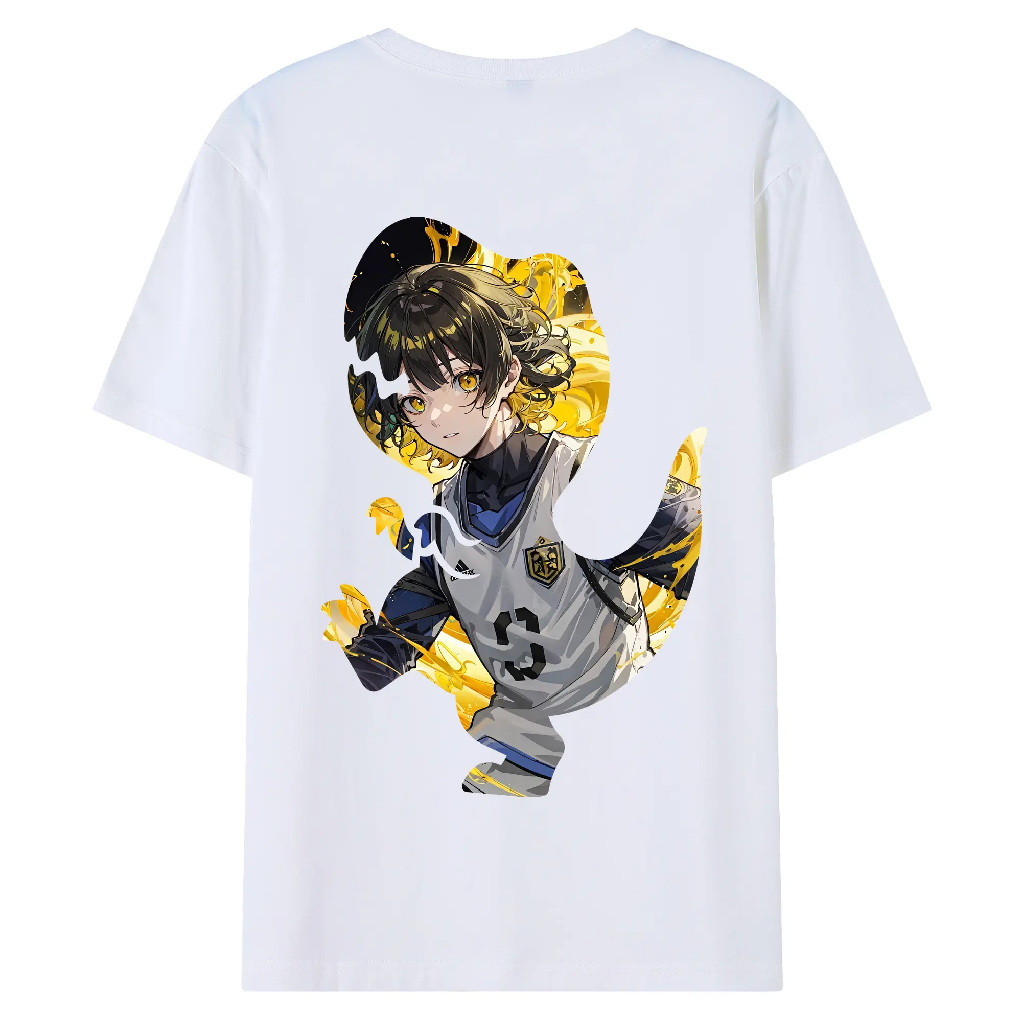 ブルーロック グッズ 蜂楽 廻 - 綿100％ 半袖Tシャツ ・ バックプリント ・ 快適 通気性 ・ 日常使い 散歩 スポーツ用