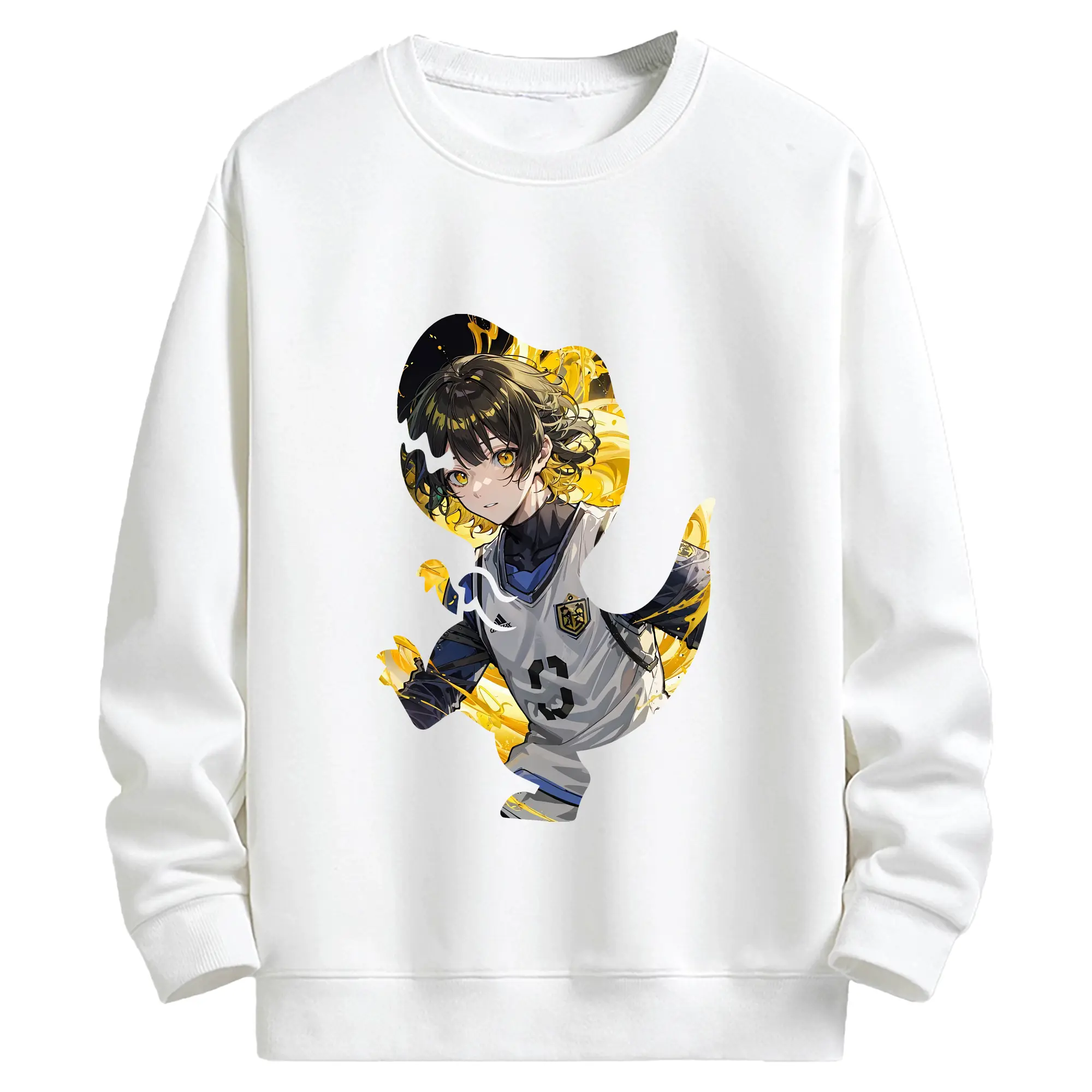 ブルーロック グッズ 蜂楽 廻 - キッズ クルーネックスウェットシャツ ・ フロントプリント ・ 綿80％ ポリエステル20％ ・ 快適 通学 スポーツ 日常使い お散歩用