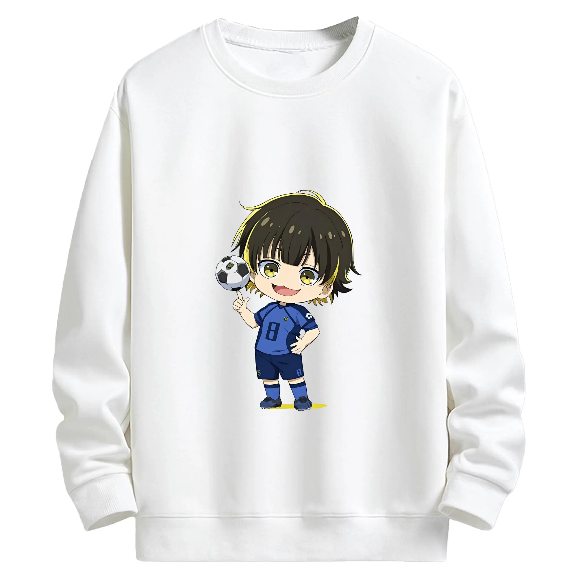ブルーロック グッズ 蜂楽 廻 - キッズ クルーネックスウェットシャツ ・ フロントプリント ・ 綿80％ ポリエステル20％ ・ 快適 通学 スポーツ 日常使い お散歩用