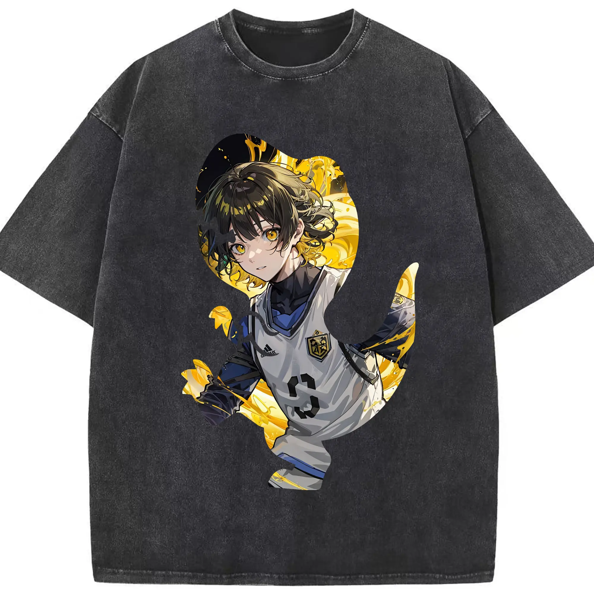 ブルーロック グッズ 蜂楽 廻 - 綿100％ ヴィンテージ風 半袖Tシャツ ・ フロントプリント ・ 柔らか肌触り ・ 通気性 快適 ・ スポーツ カジュアル 外出用