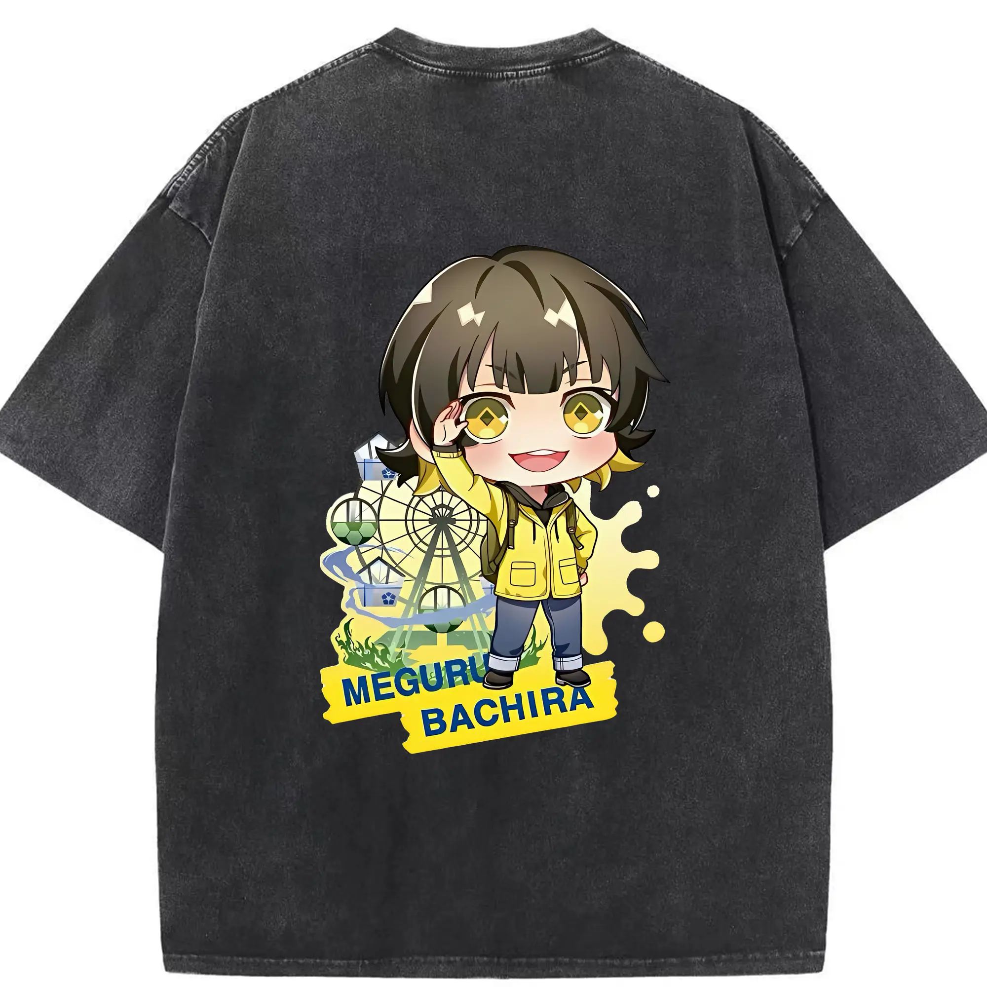 ブルーロック グッズ 蜂楽 廻 - 綿100％ ヴィンテージ風 半袖Tシャツ ・ 背面プリント ・ 柔らか肌触り ・ 通気性 快適 ・ スポーツ カジュアル 外出用