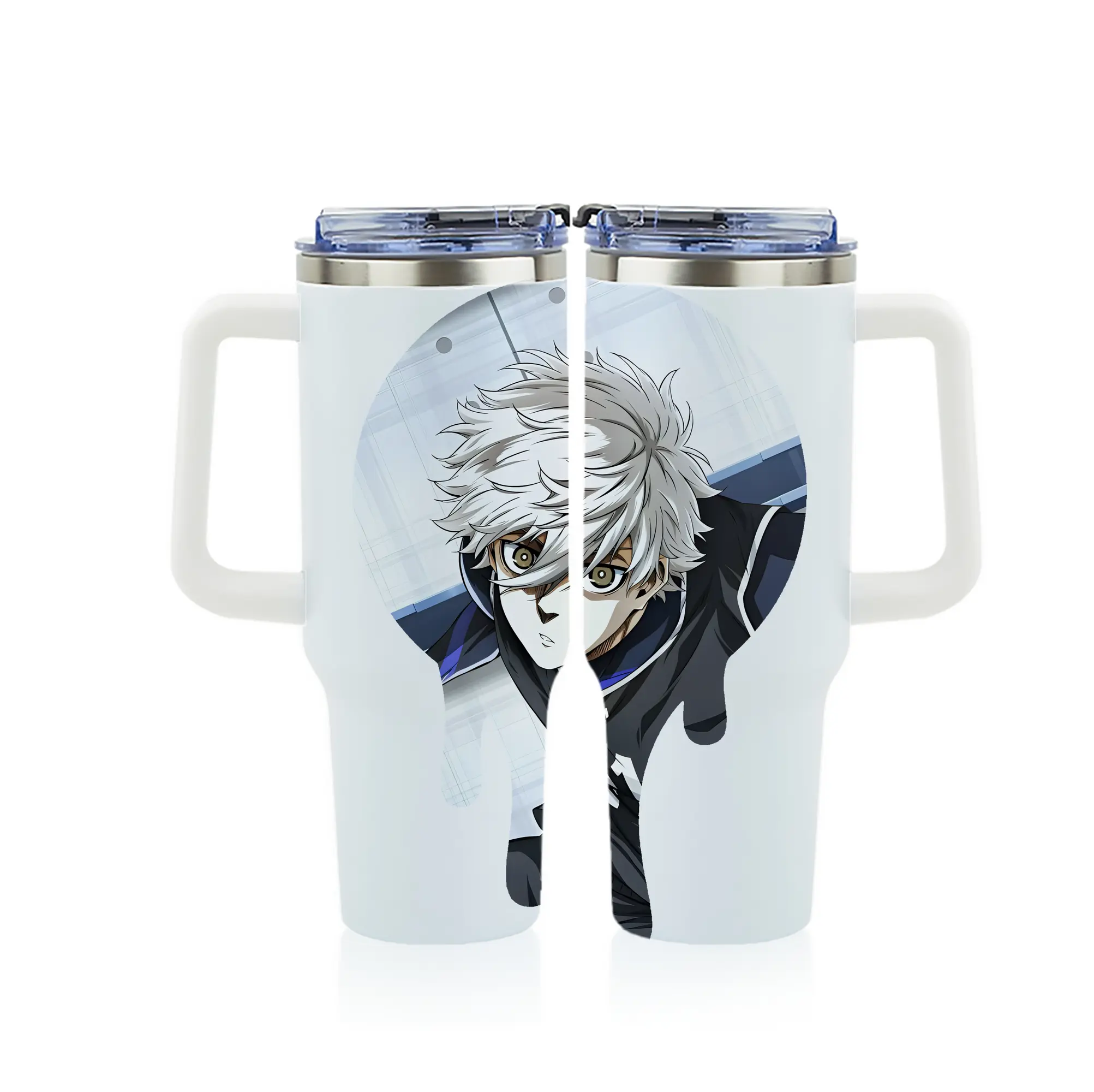 ブルーロック グッズ 凪 誠士郎 - 1200mL フルプリント車用タンブラー ・ 304ステンレス 内側 ・ 201ステンレス 外側 ・ 保温 保冷 ・ 通勤 ドライブ アウトドア用