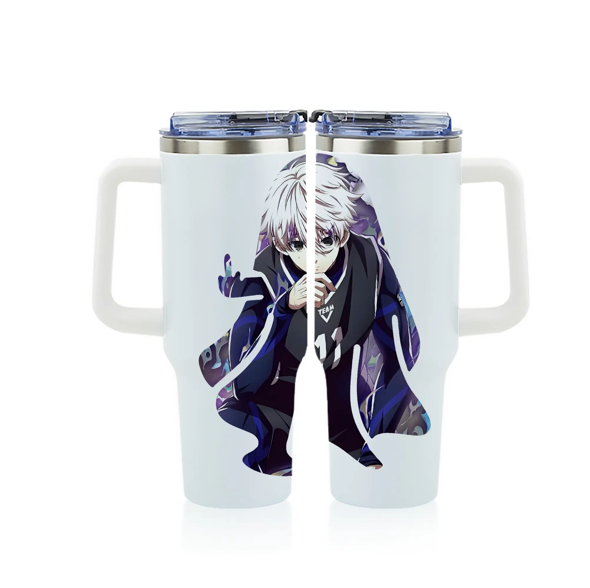 ブルーロック グッズ 凪 誠士郎 - 1200mL フルプリント車用タンブラー ・ 304ステンレス 内側 ・ 201ステンレス 外側 ・ 保温 保冷 ・ 通勤 ドライブ アウトドア用