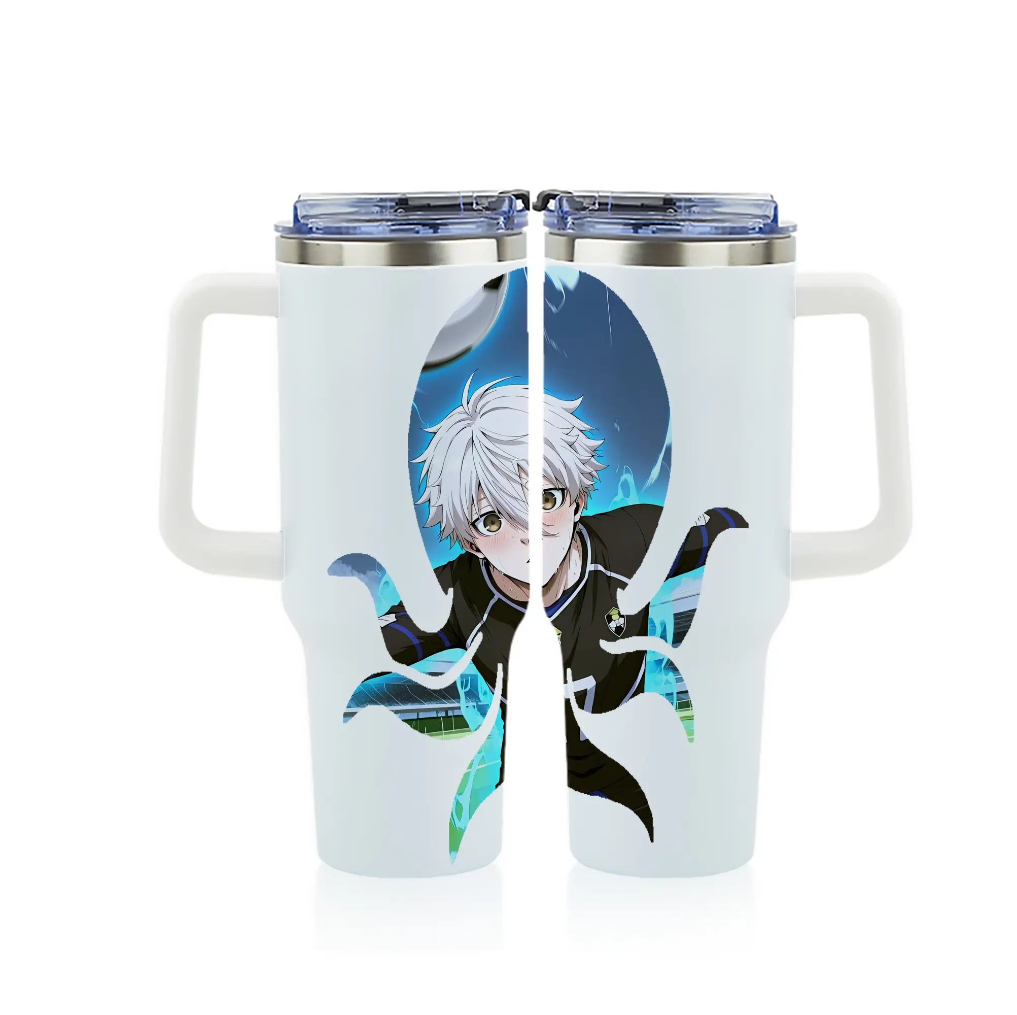 ブルーロック グッズ 凪 誠士郎 - 1200mL フルプリント車用タンブラー ・ 304ステンレス 内側 ・ 201ステンレス 外側 ・ 保温 保冷 ・ 通勤 ドライブ アウトドア用