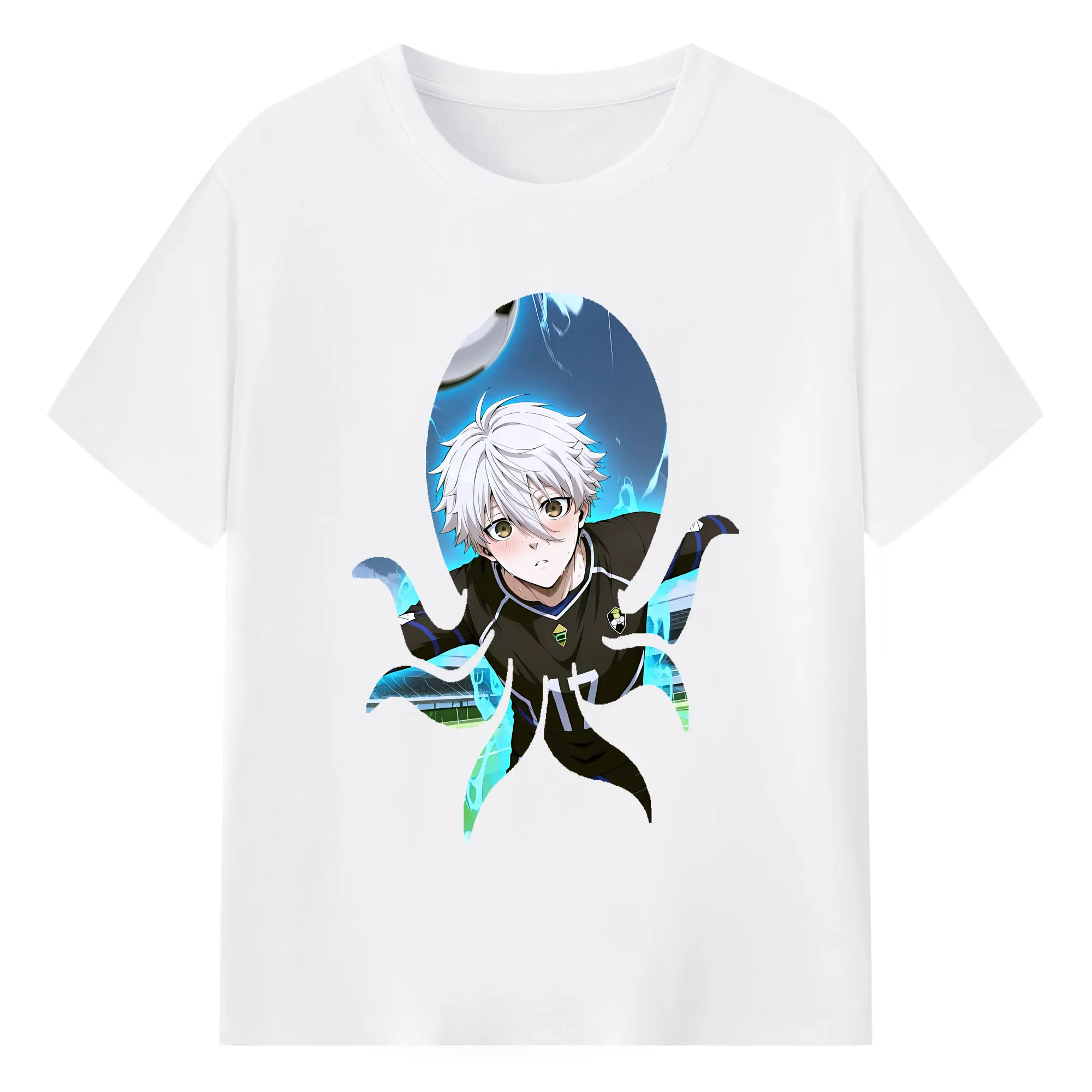 ブルーロック グッズ 凪 誠士郎 - 綿100％ 半袖Tシャツ ・ フロントプリント ・ 快適 通気性 ・ 日常使い 散歩 スポーツ用