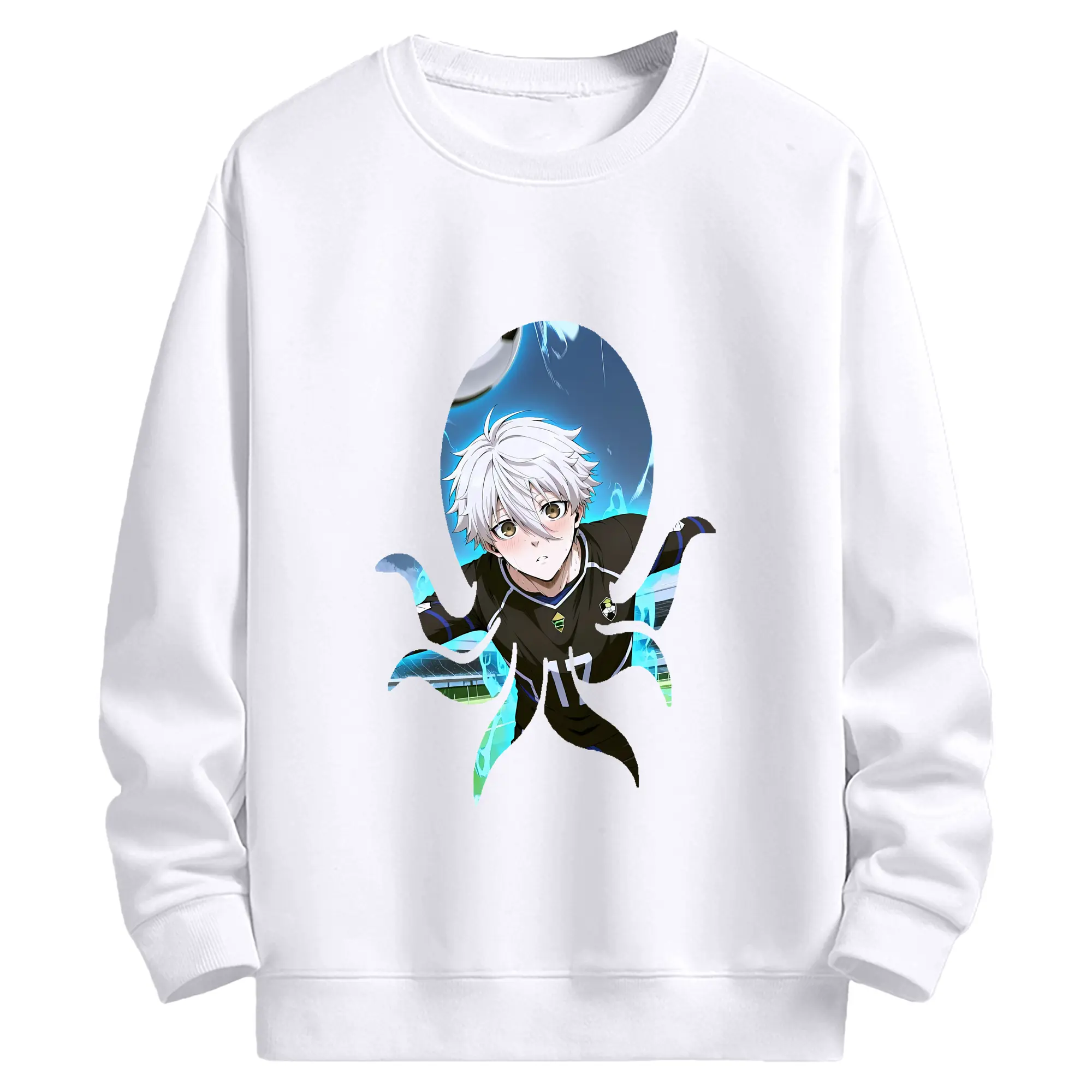 ブルーロック グッズ 凪 誠士郎 - 高品質 クルーネック スウェット ・ コットン59％ ポリエステル41％ ・ ユニセックス 長袖 トレーナー ・ カジュアル デイリー スポーツ 散歩用