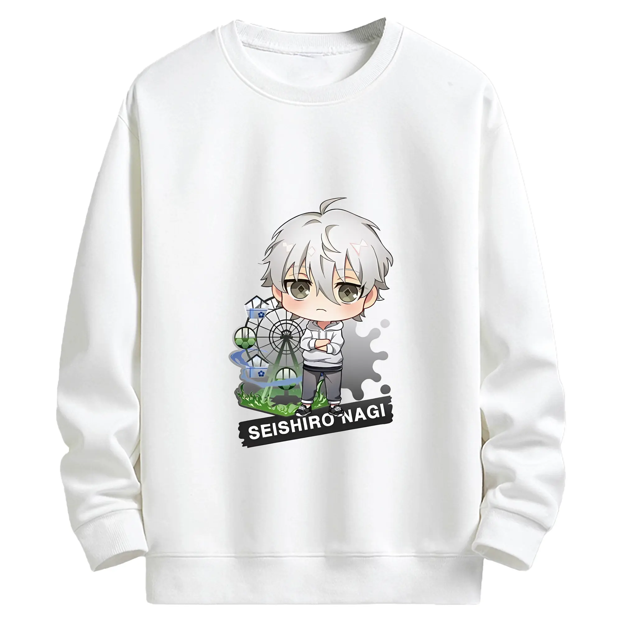 ブルーロック グッズ 凪 誠士郎 - キッズ クルーネックスウェットシャツ ・ フロントプリント ・ 綿80％ ポリエステル20％ ・ 快適 通学 スポーツ 日常使い お散歩用