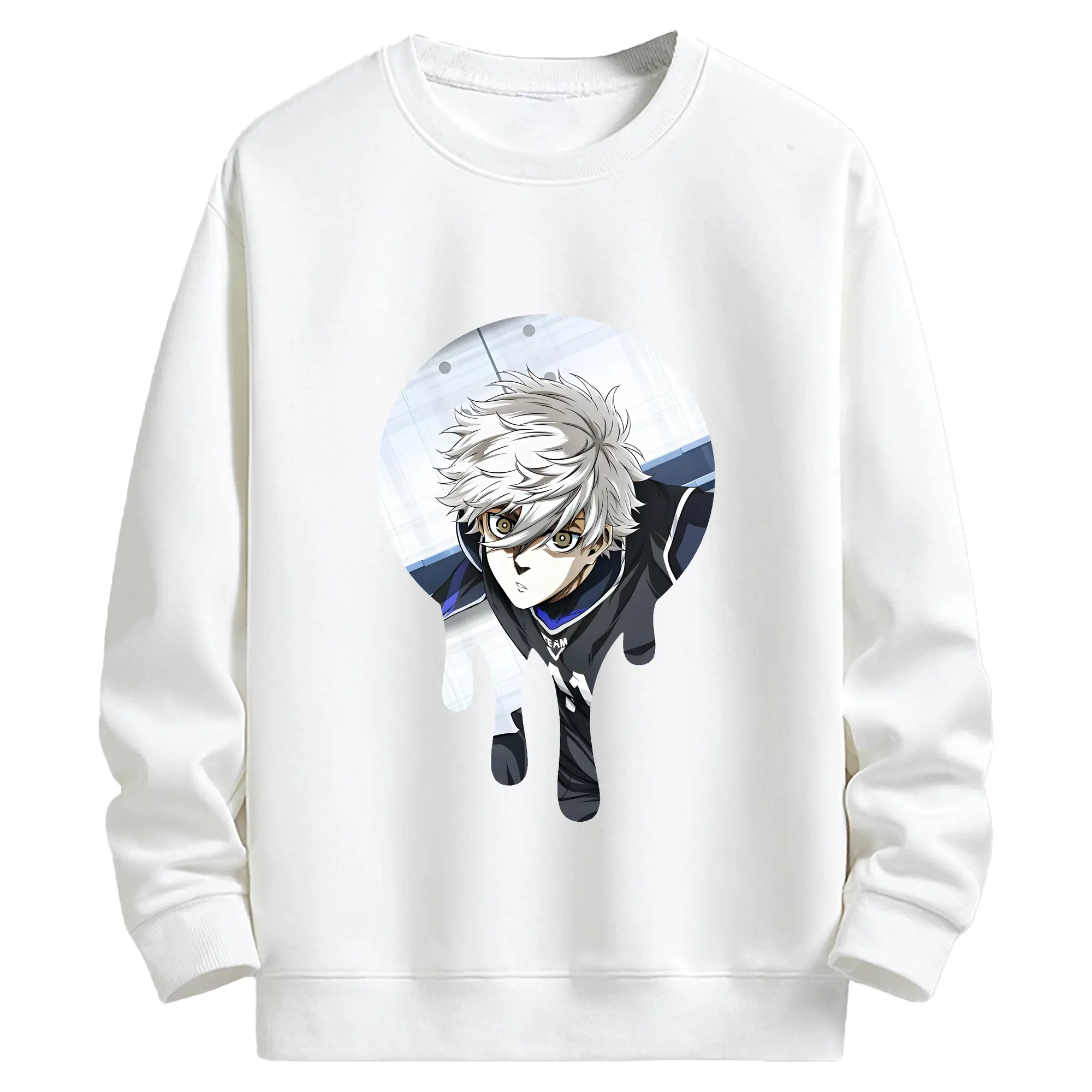 ブルーロック グッズ 凪 誠士郎 - キッズ クルーネックスウェットシャツ ・ フロントプリント ・ 綿80％ ポリエステル20％ ・ 快適 通学 スポーツ 日常使い お散歩用