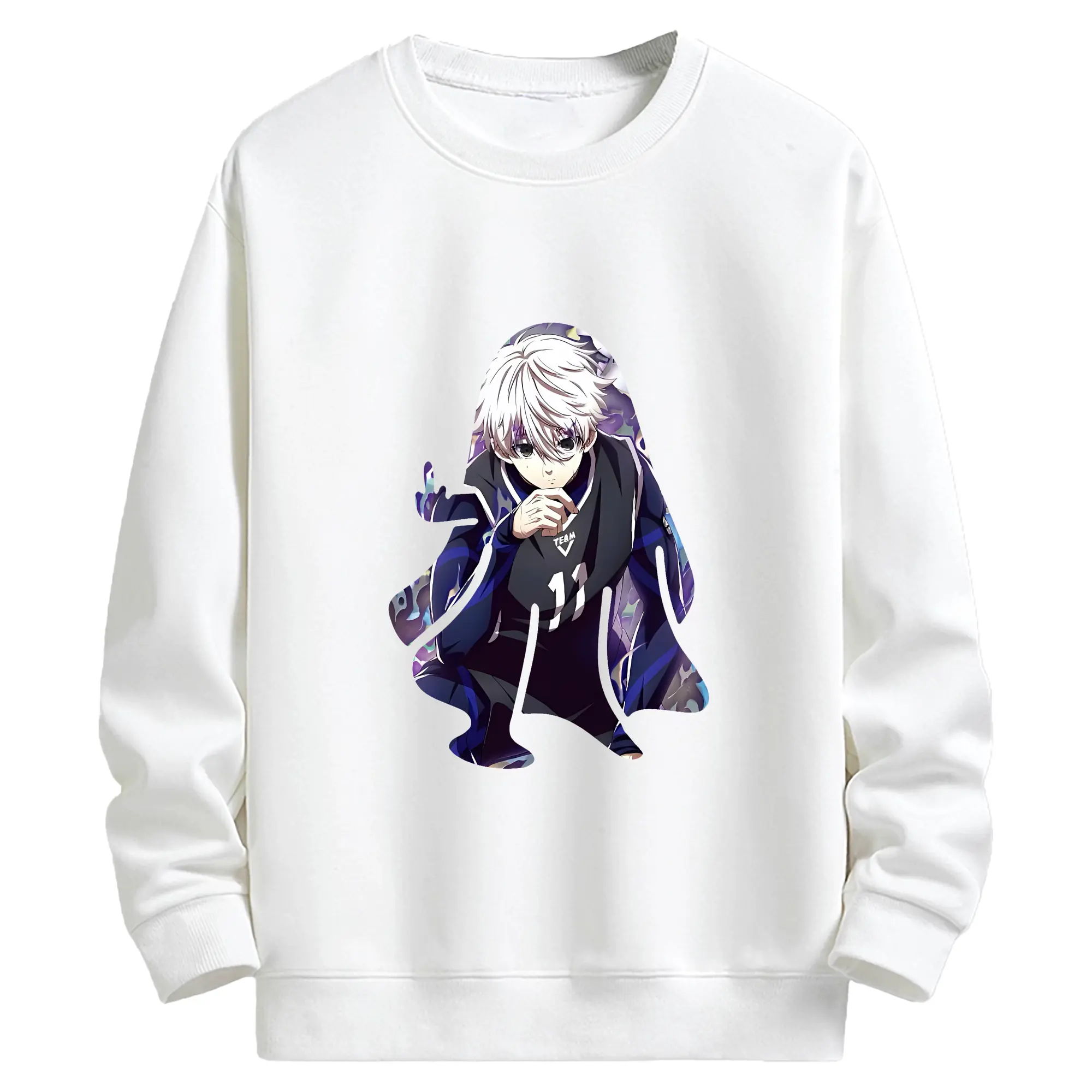 ブルーロック グッズ 凪 誠士郎 - キッズ クルーネックスウェットシャツ ・ フロントプリント ・ 綿80％ ポリエステル20％ ・ 快適 通学 スポーツ 日常使い お散歩用