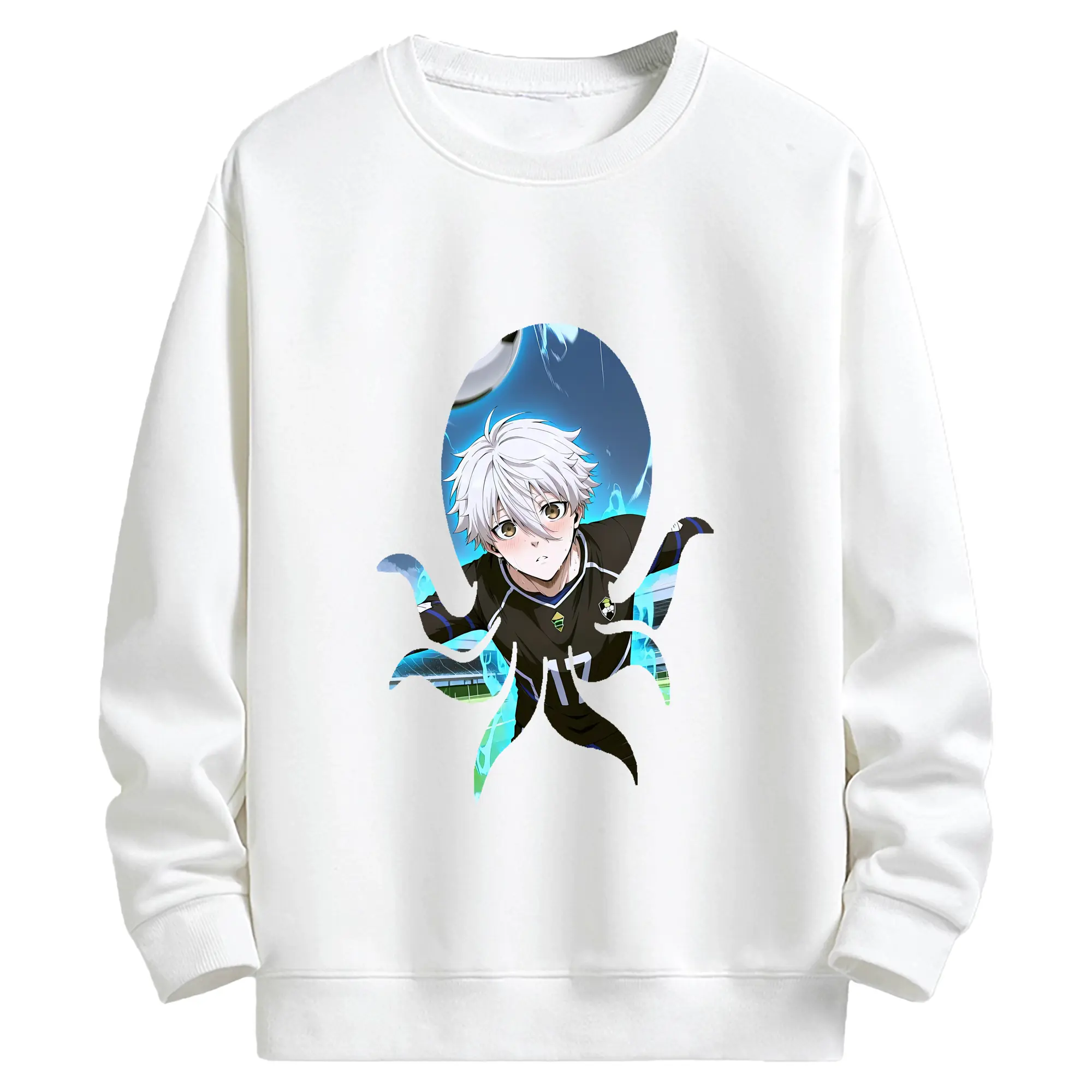 ブルーロック グッズ 凪 誠士郎 - キッズ クルーネックスウェットシャツ ・ フロントプリント ・ 綿80％ ポリエステル20％ ・ 快適 通学 スポーツ 日常使い お散歩用