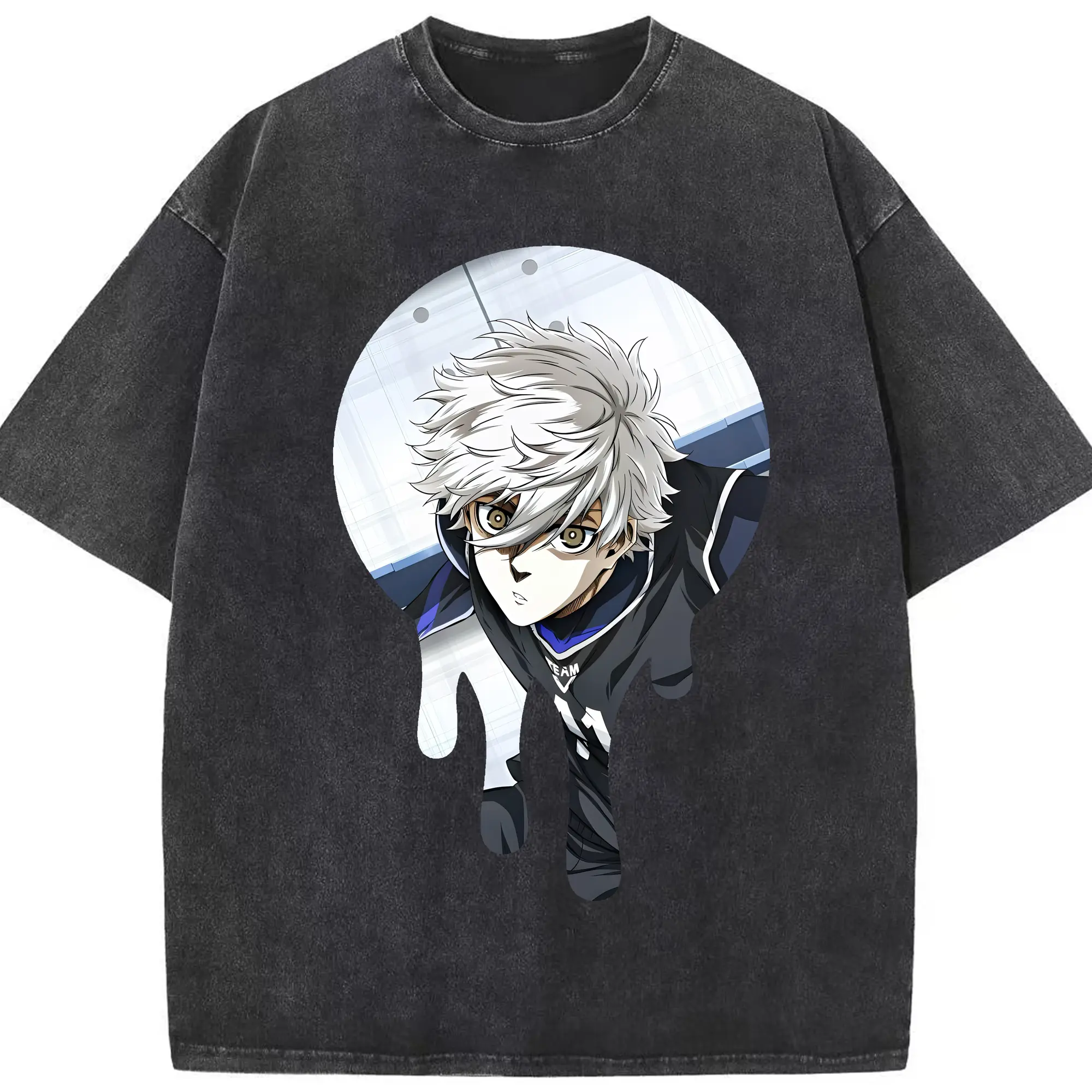 ブルーロック グッズ 凪 誠士郎 - 綿100％ ヴィンテージ風 半袖Tシャツ ・ フロントプリント ・ 柔らか肌触り ・ 通気性 快適 ・ スポーツ カジュアル 外出用