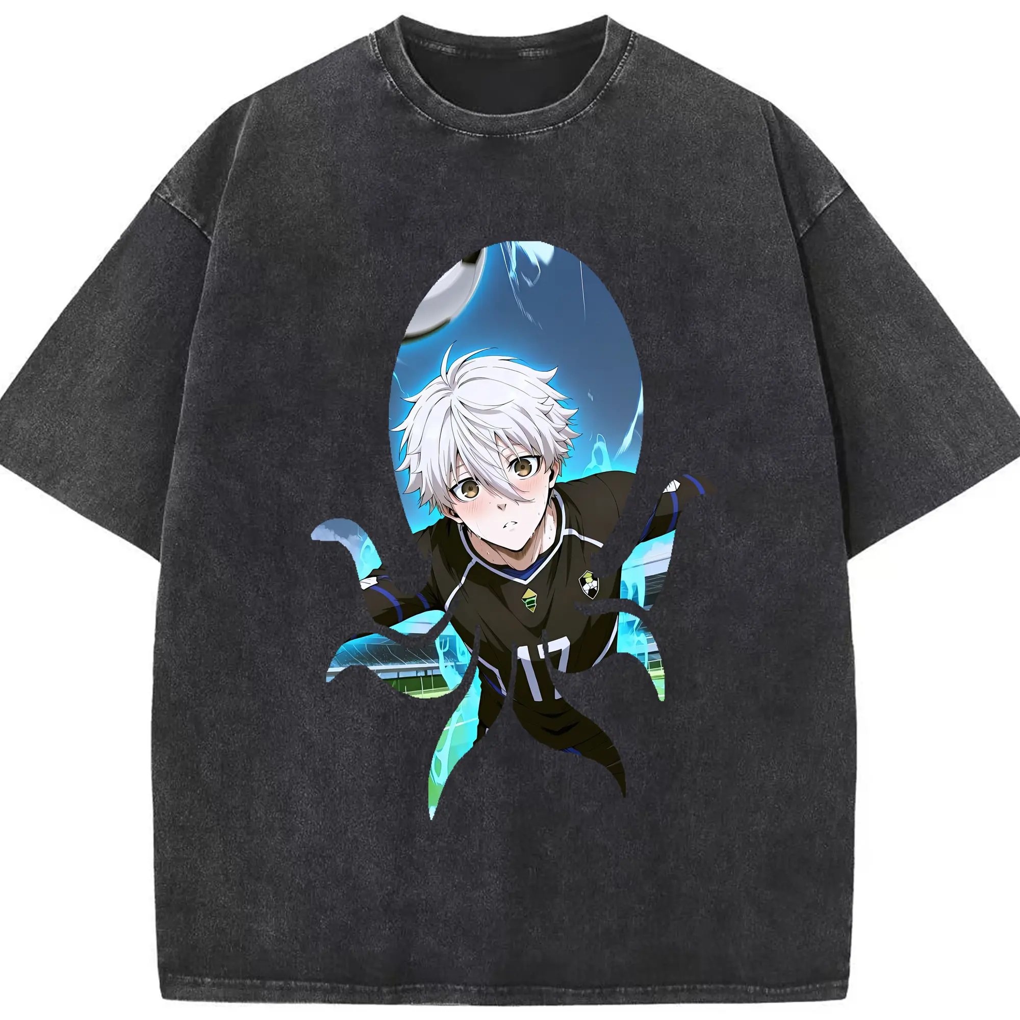 ブルーロック グッズ 凪 誠士郎 - 綿100％ ヴィンテージ風 半袖Tシャツ ・ フロントプリント ・ 柔らか肌触り ・ 通気性 快適 ・ スポーツ カジュアル 外出用