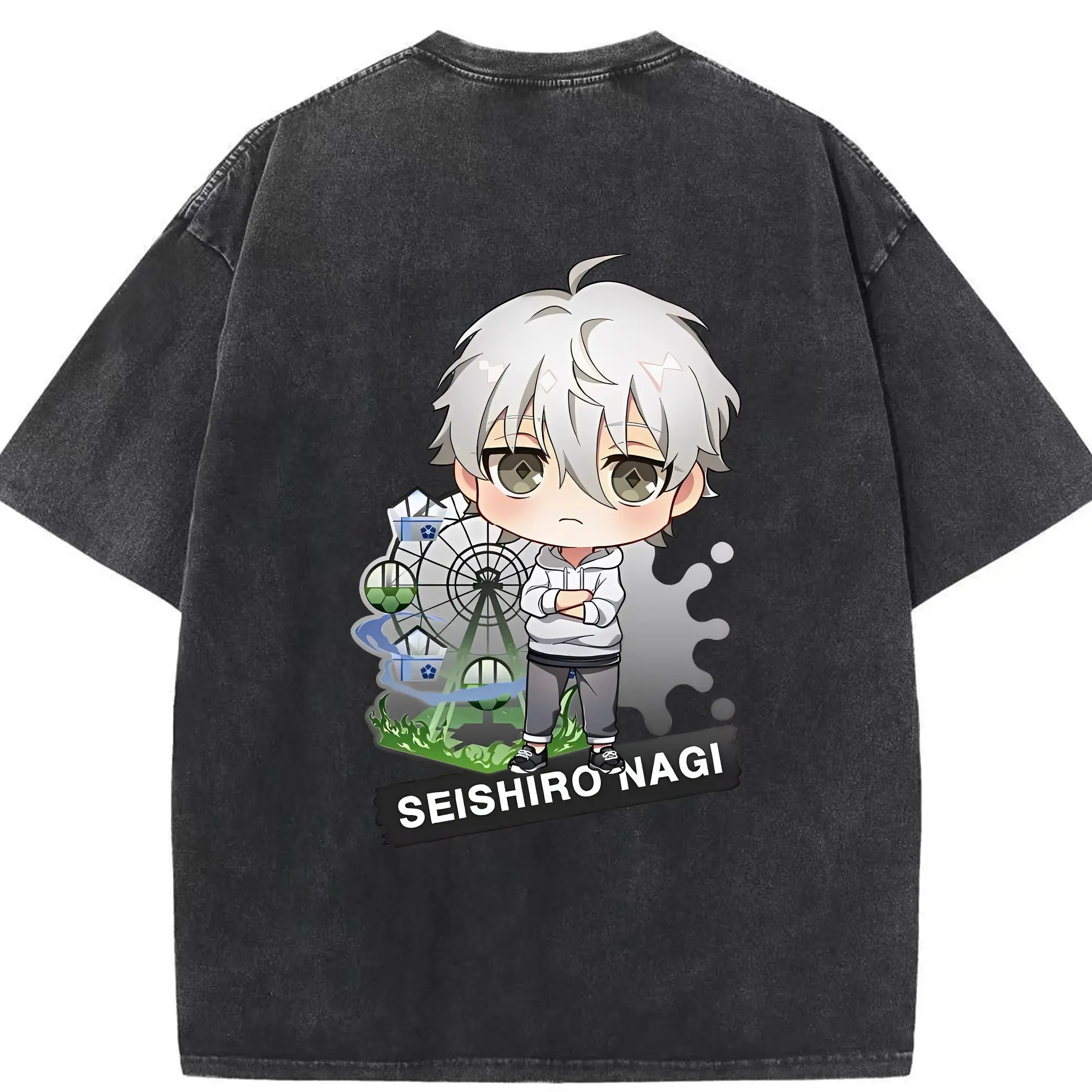 ブルーロック グッズ 凪 誠士郎 - 綿100％ ヴィンテージ風 半袖Tシャツ ・ 背面プリント ・ 柔らか肌触り ・ 通気性 快適 ・ スポーツ カジュアル 外出用