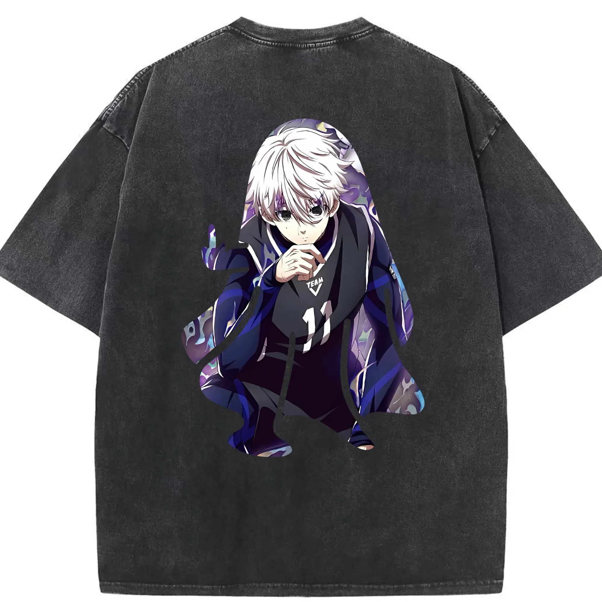 ブルーロック グッズ 凪 誠士郎 - 綿100％ ヴィンテージ風 半袖Tシャツ ・ 背面プリント ・ 柔らか肌触り ・ 通気性 快適 ・ スポーツ カジュアル 外出用