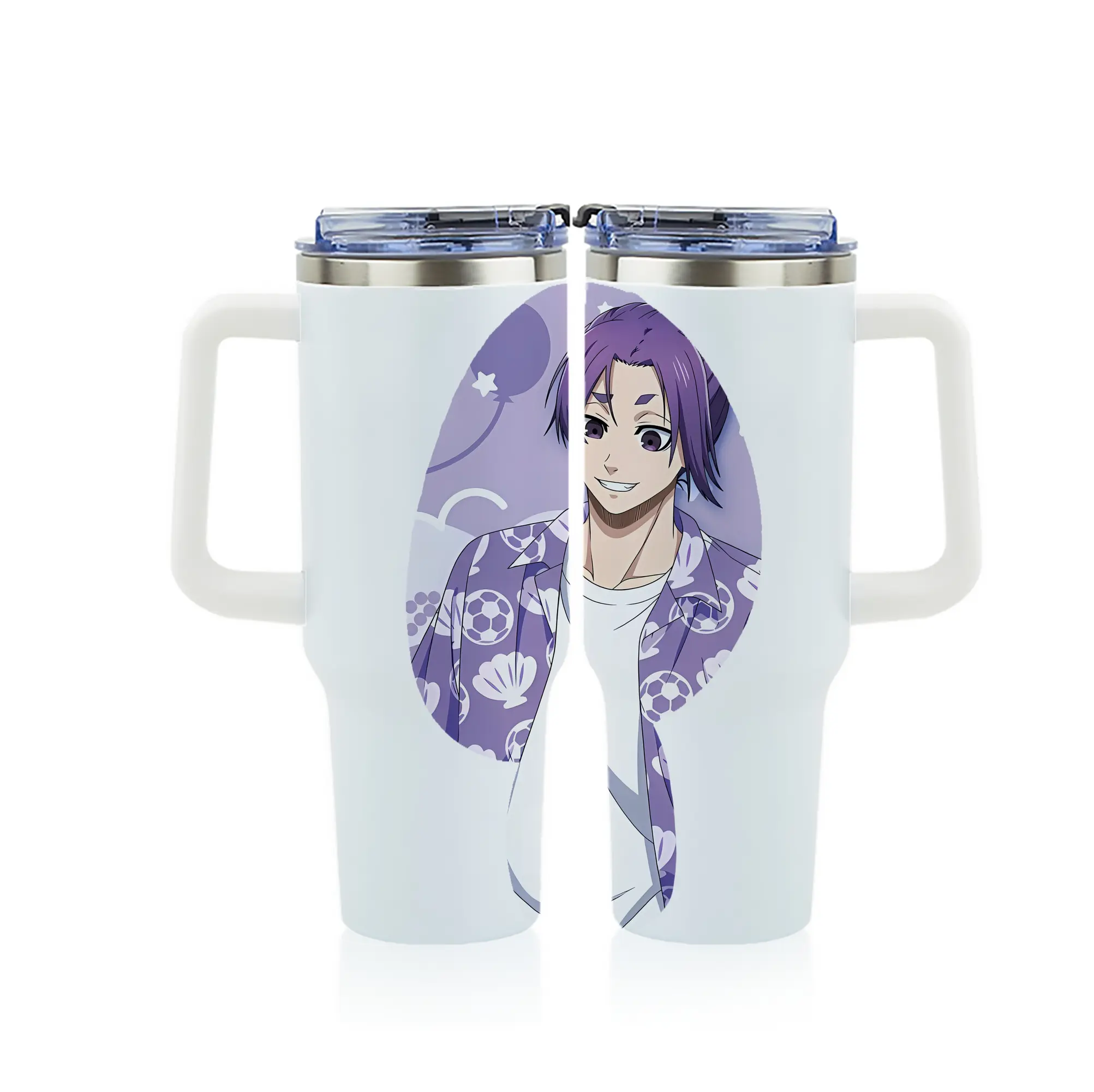 ブルーロック グッズ 御影 玲王 - 1200mL フルプリント車用タンブラー ・ 304ステンレス 内側 ・ 201ステンレス 外側 ・ 保温 保冷 ・ 通勤 ドライブ アウトドア用