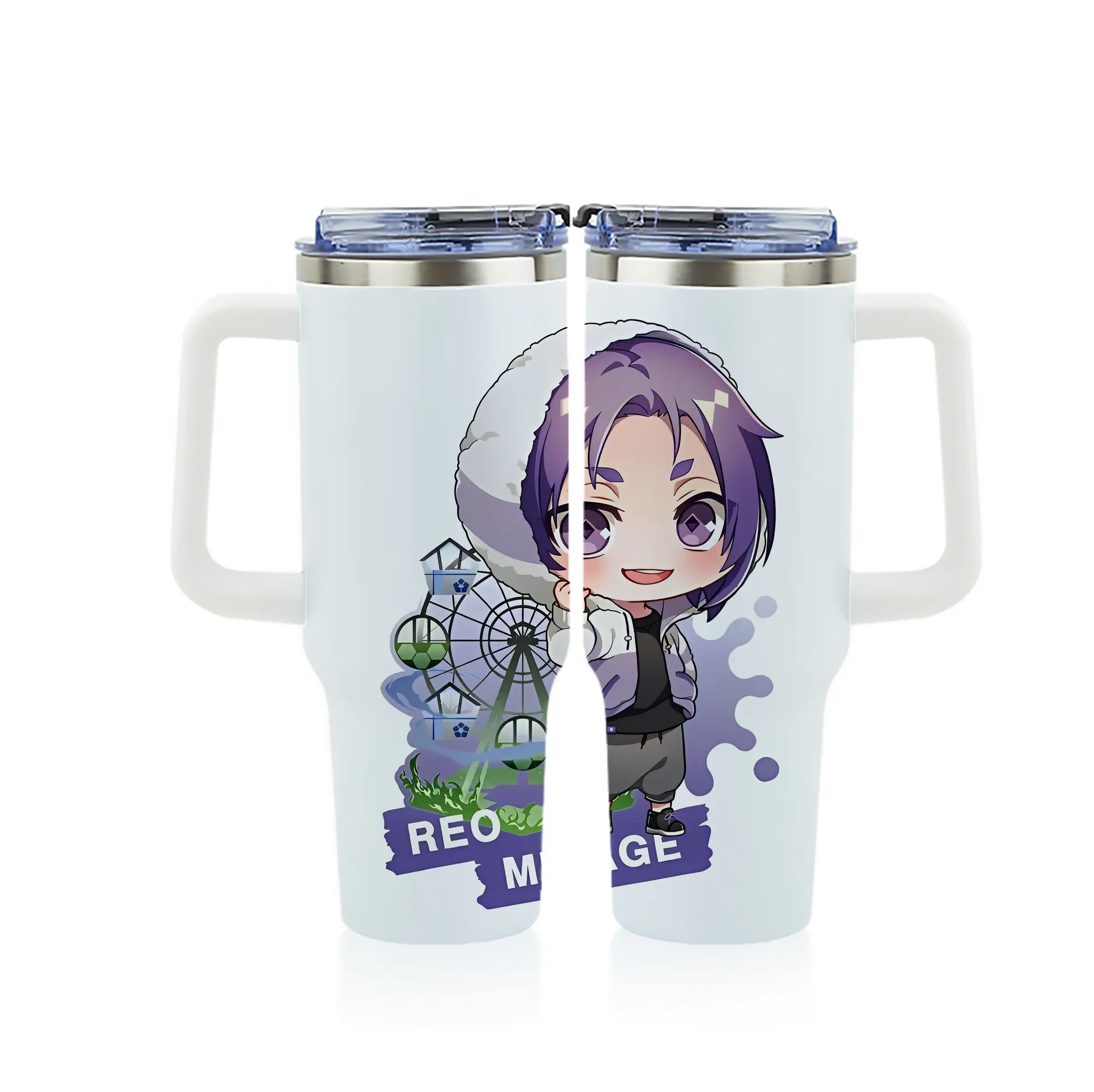 ブルーロック グッズ 御影 玲王 - 1200mL フルプリント車用タンブラー ・ 304ステンレス 内側 ・ 201ステンレス 外側 ・ 保温 保冷 ・ 通勤 ドライブ アウトドア用