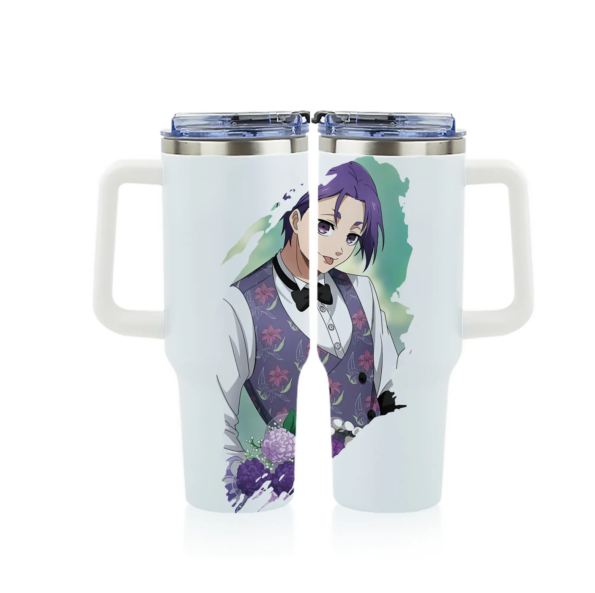 ブルーロック グッズ 御影 玲王 - 1200mL フルプリント車用タンブラー ・ 304ステンレス 内側 ・ 201ステンレス 外側 ・ 保温 保冷 ・ 通勤 ドライブ アウトドア用