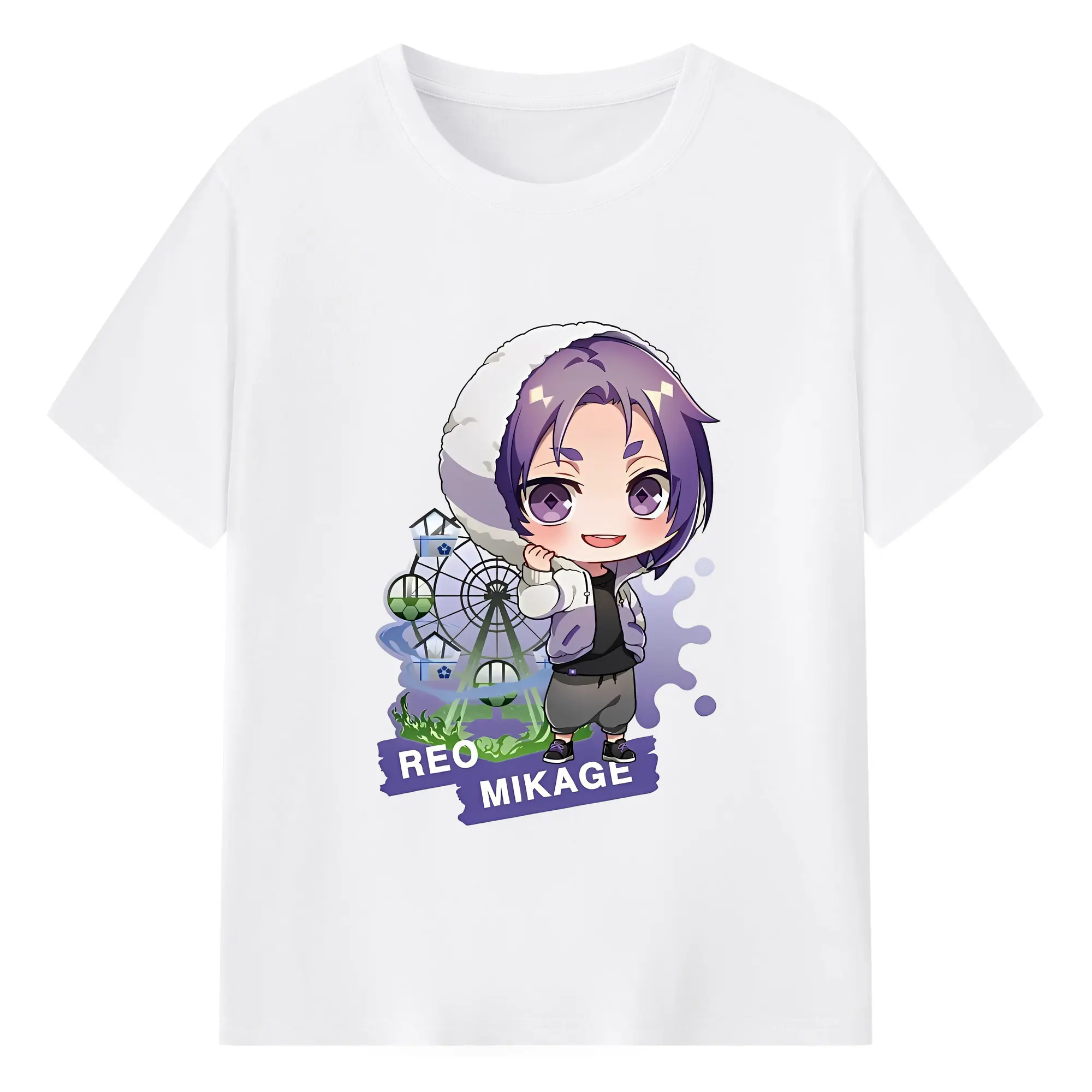 ブルーロック グッズ 御影 玲王 - 綿100％ 半袖Tシャツ ・ フロントプリント ・ 快適 通気性 ・ 日常使い 散歩 スポーツ用
