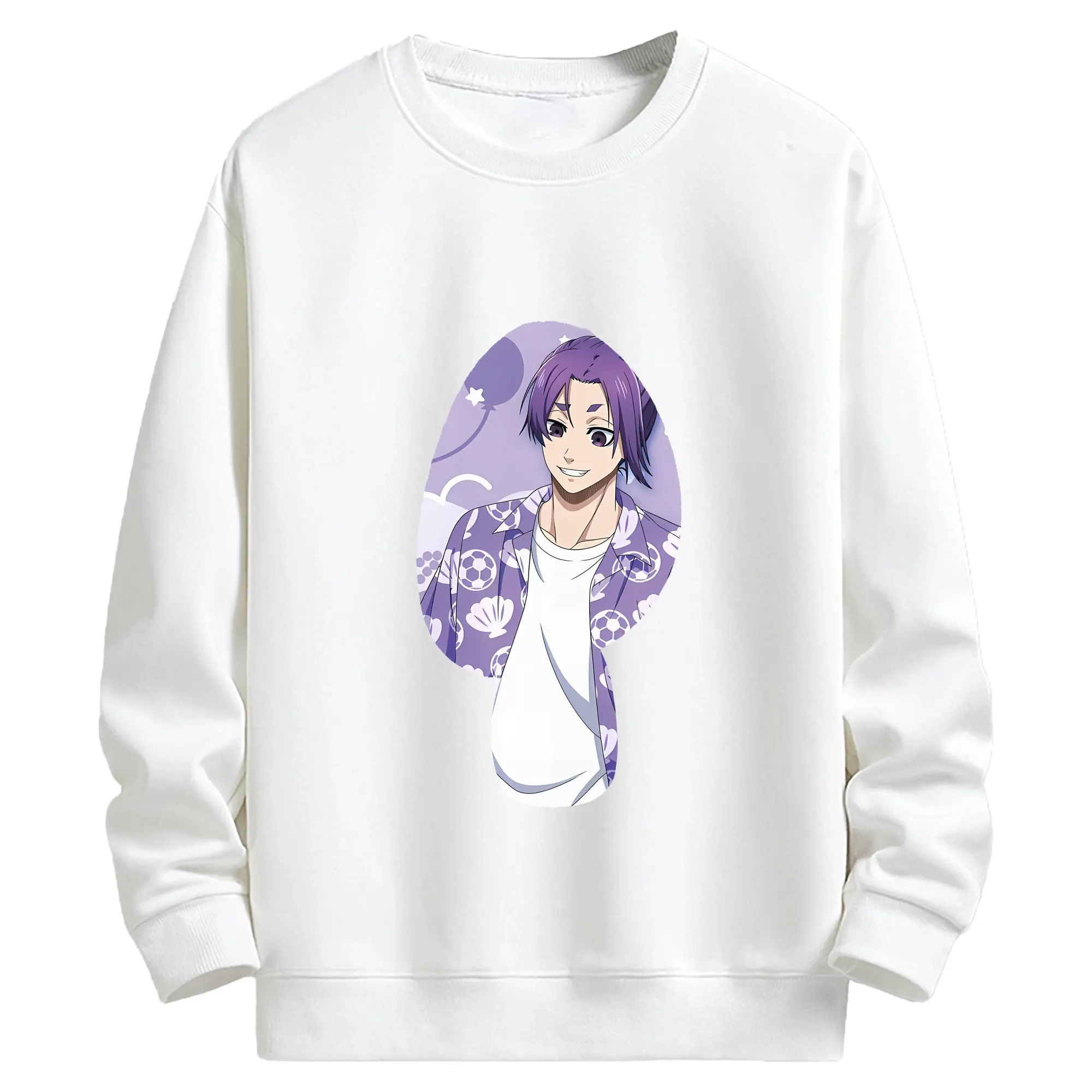 ブルーロック グッズ 御影 玲王 - キッズ クルーネックスウェットシャツ ・ フロントプリント ・ 綿80％ ポリエステル20％ ・ 快適 通学 スポーツ 日常使い お散歩用