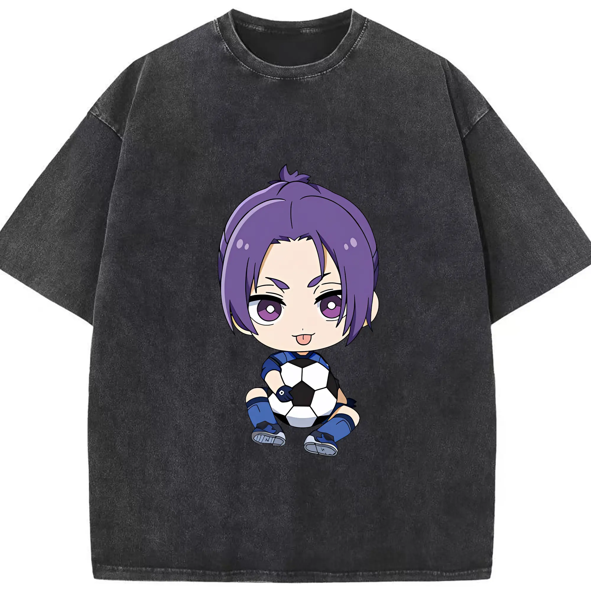 ブルーロック グッズ 御影 玲王 - 綿100％ ヴィンテージ風 半袖Tシャツ ・ フロントプリント ・ 柔らか肌触り ・ 通気性 快適 ・ スポーツ カジュアル 外出用
