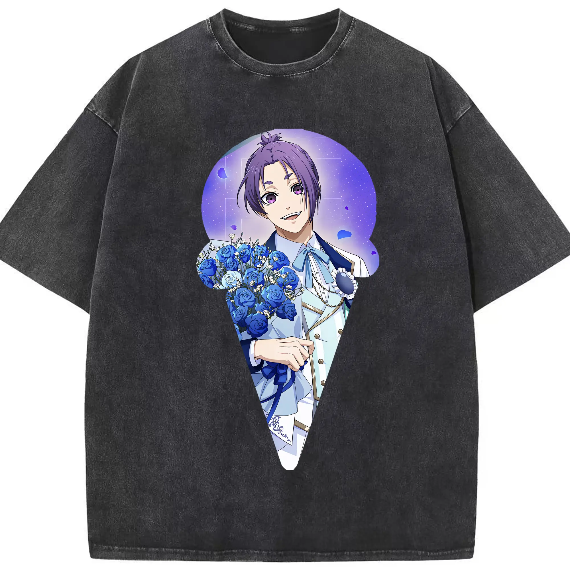 ブルーロック グッズ 御影 玲王 - 綿100％ ヴィンテージ風 半袖Tシャツ ・ フロントプリント ・ 柔らか肌触り ・ 通気性 快適 ・ スポーツ カジュアル 外出用