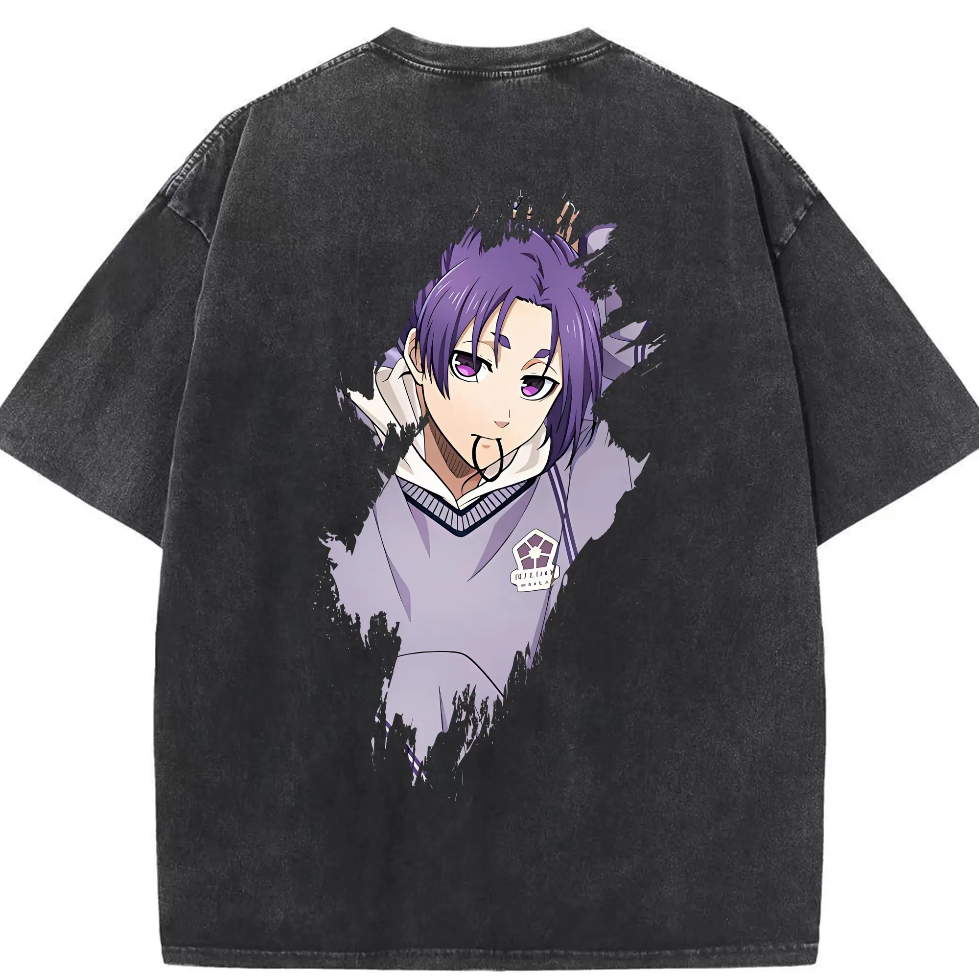 ブルーロック グッズ 御影 玲王 - 綿100％ ヴィンテージ風 半袖Tシャツ ・ 背面プリント ・ 柔らか肌触り ・ 通気性 快適 ・ スポーツ カジュアル 外出用