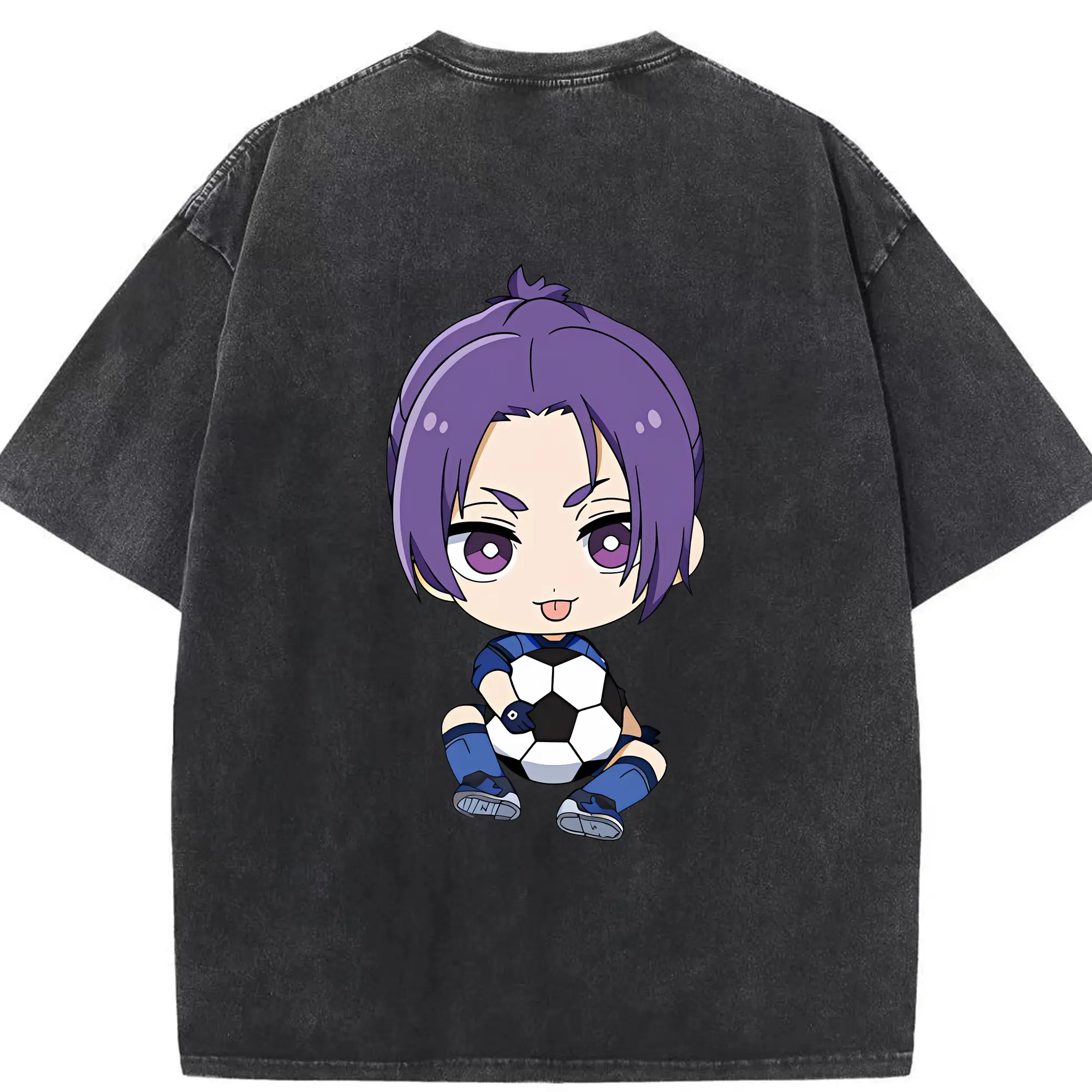 ブルーロック グッズ 御影 玲王 - 綿100％ ヴィンテージ風 半袖Tシャツ ・ 背面プリント ・ 柔らか肌触り ・ 通気性 快適 ・ スポーツ カジュアル 外出用