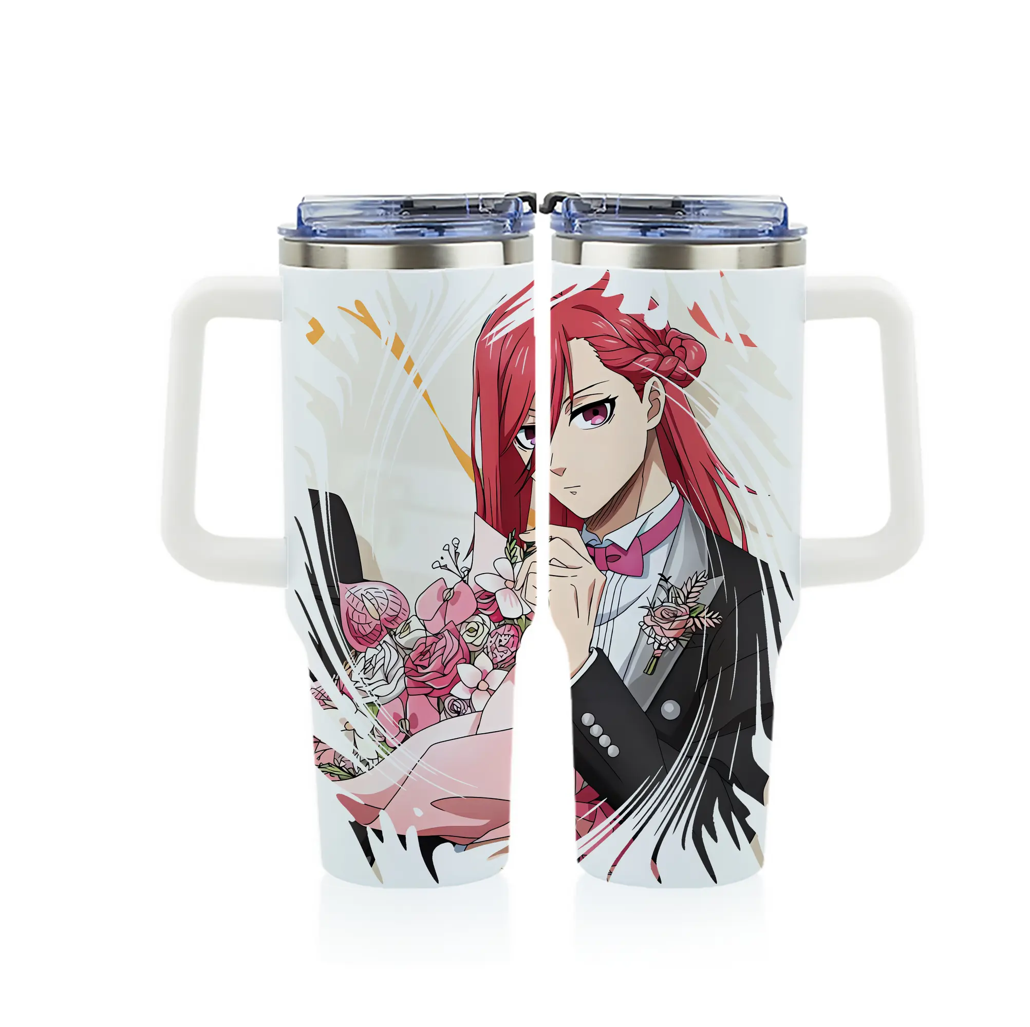 ブルーロック グッズ 千切 豹馬 - 1200mL フルプリント車用タンブラー ・ 304ステンレス 内側 ・ 201ステンレス 外側 ・ 保温 保冷 ・ 通勤 ドライブ アウトドア用