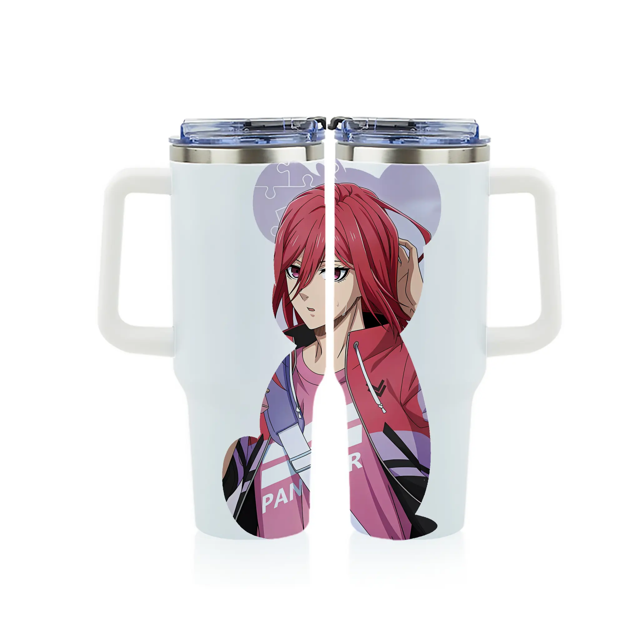 ブルーロック グッズ 千切 豹馬 - 1200mL フルプリント車用タンブラー ・ 304ステンレス 内側 ・ 201ステンレス 外側 ・ 保温 保冷 ・ 通勤 ドライブ アウトドア用