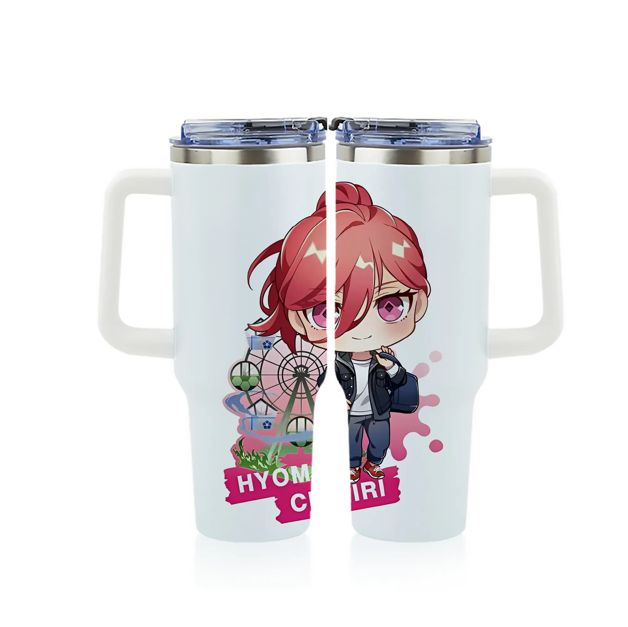 ブルーロック グッズ 千切 豹馬 - 1200mL フルプリント車用タンブラー ・ 304ステンレス 内側 ・ 201ステンレス 外側 ・ 保温 保冷 ・ 通勤 ドライブ アウトドア用