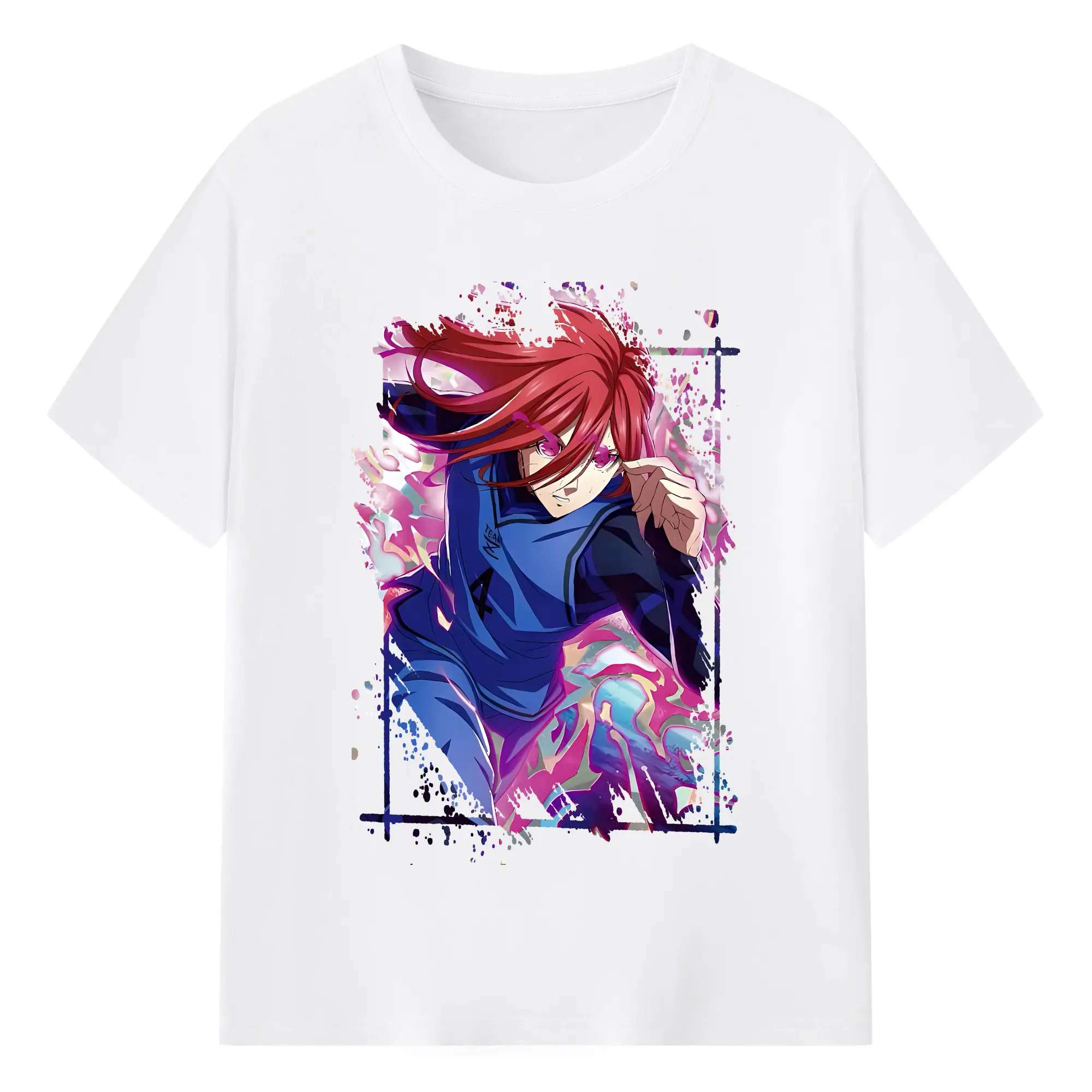 ブルーロック グッズ 千切 豹馬 - 綿100％ 半袖Tシャツ ・ フロントプリント ・ 快適 通気性 ・ 日常使い 散歩 スポーツ用