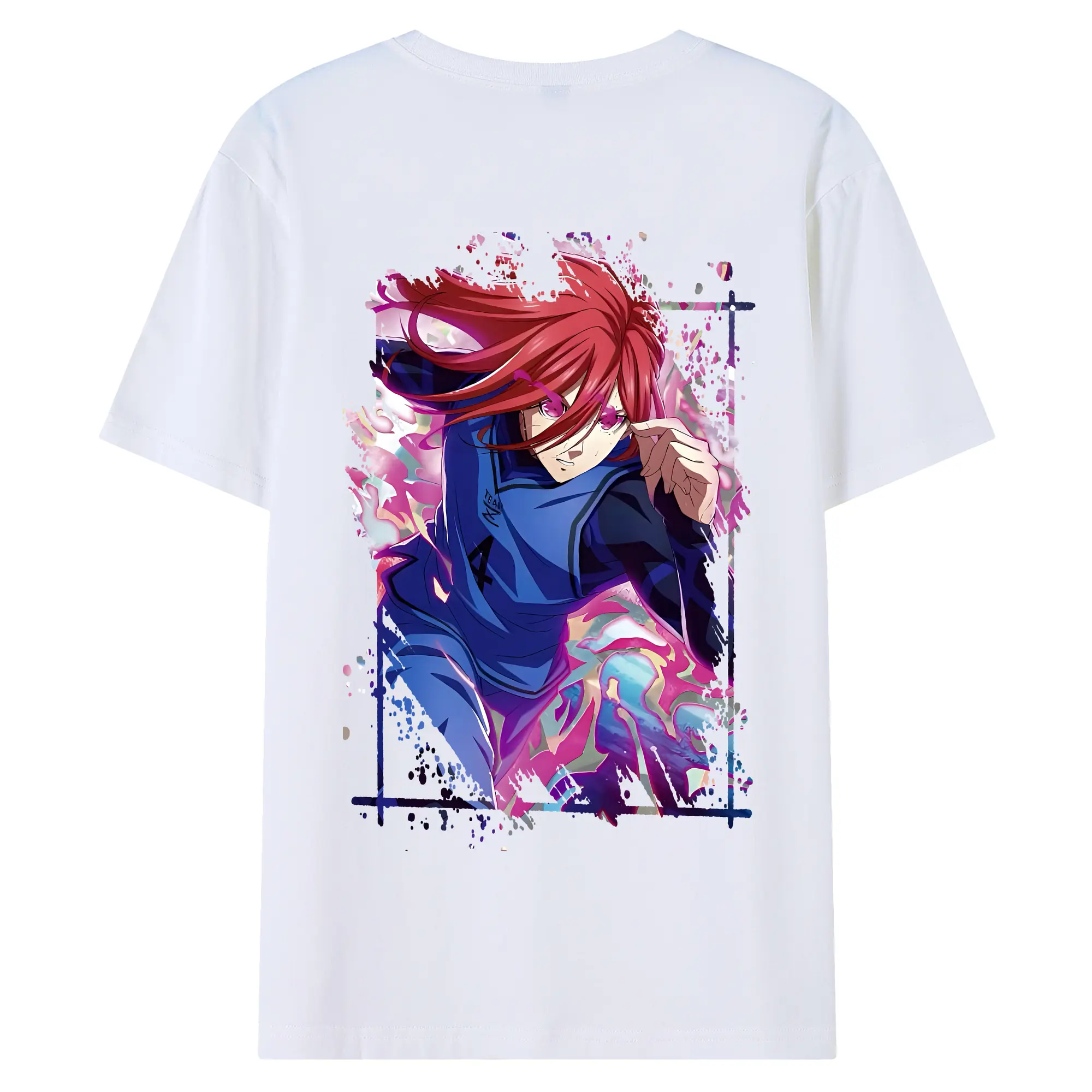 ブルーロック グッズ 千切 豹馬 - 綿100％ 半袖Tシャツ ・ バックプリント ・ 快適 通気性 ・ 日常使い 散歩 スポーツ用