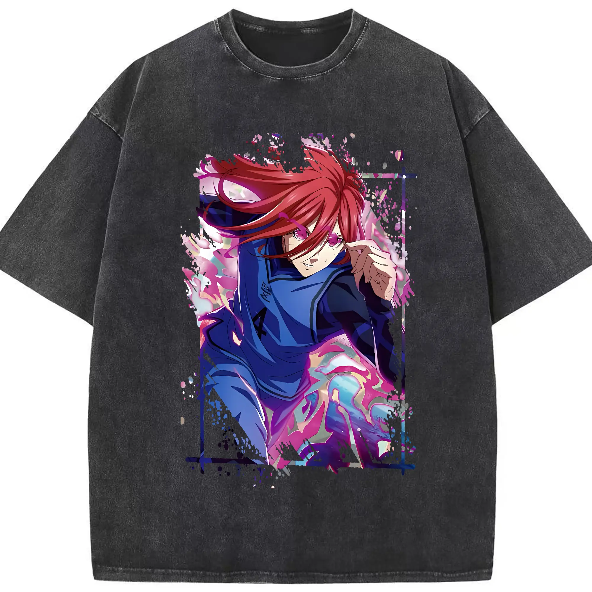 ブルーロック グッズ 千切 豹馬 - 綿100％ ヴィンテージ風 半袖Tシャツ ・ フロントプリント ・ 柔らか肌触り ・ 通気性 快適 ・ スポーツ カジュアル 外出用