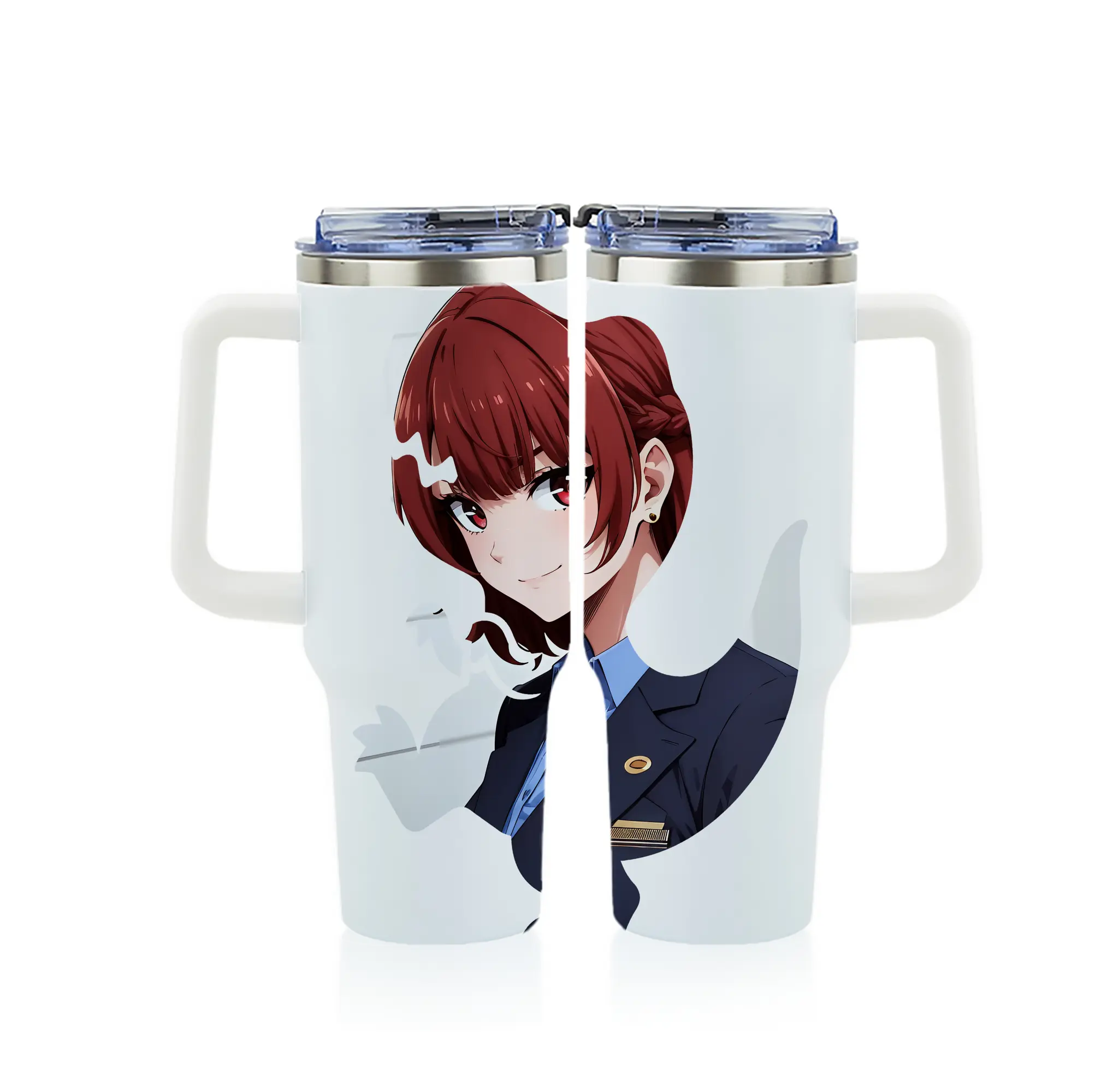 ブルーロック グッズ 帝襟 安里 - 1200mL フルプリント車用タンブラー ・ 304ステンレス 内側 ・ 201ステンレス 外側 ・ 保温 保冷 ・ 通勤 ドライブ アウトドア用