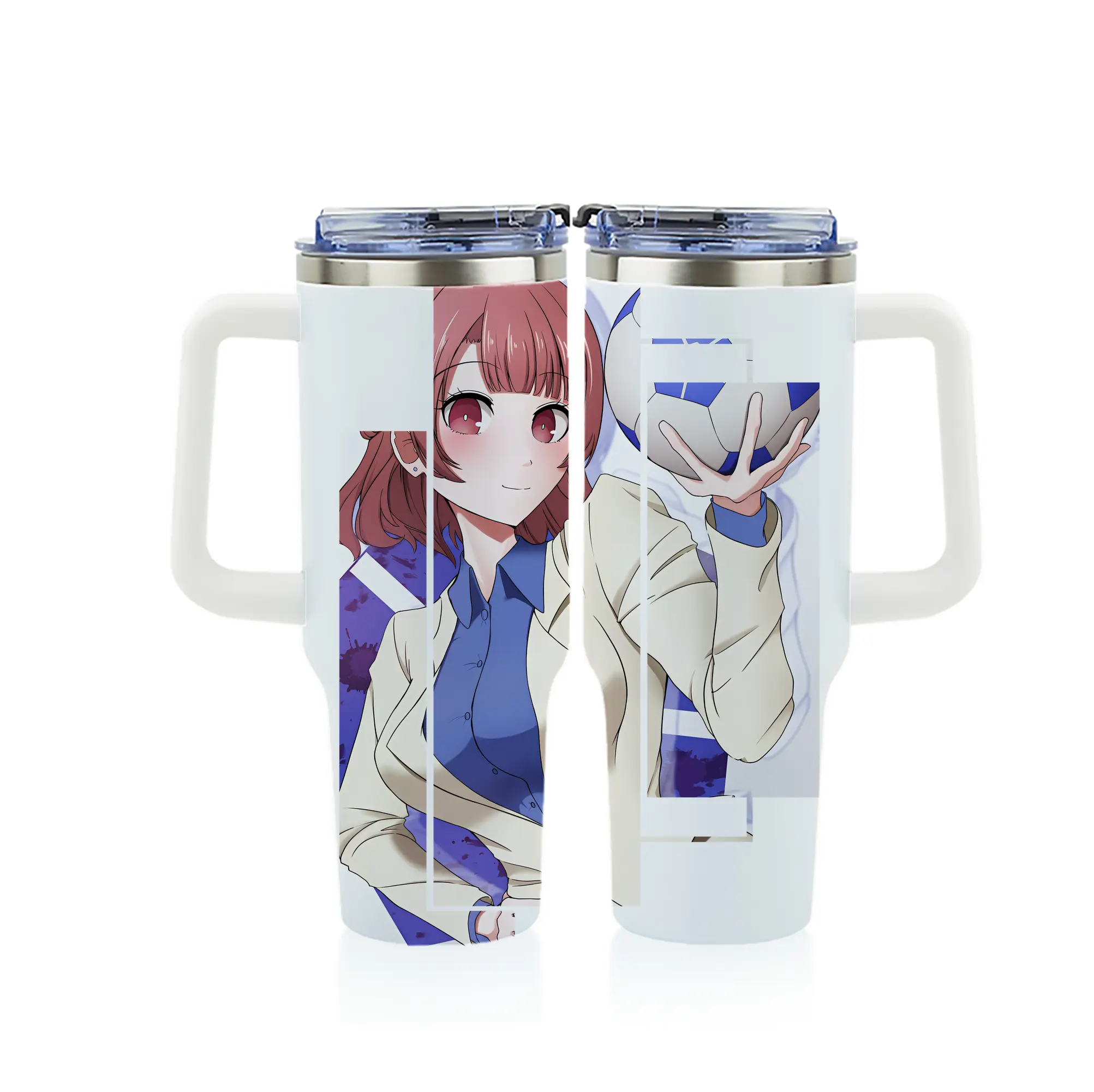 ブルーロック グッズ 帝襟 安里 - 1200mL フルプリント車用タンブラー ・ 304ステンレス 内側 ・ 201ステンレス 外側 ・ 保温 保冷 ・ 通勤 ドライブ アウトドア用