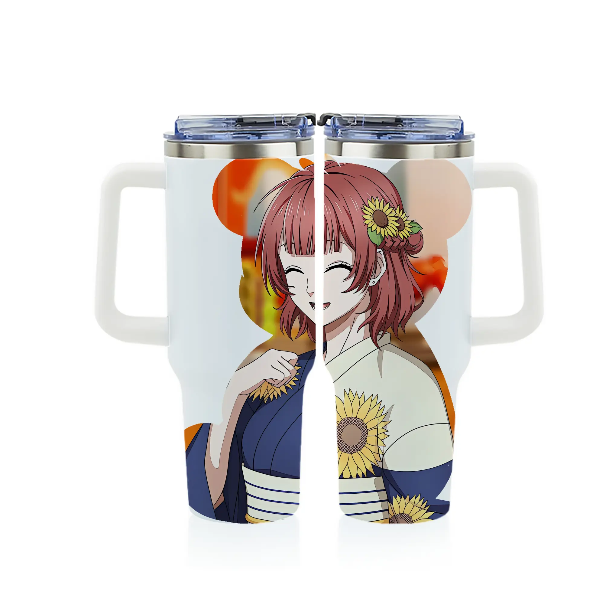 ブルーロック グッズ 帝襟 安里 - 1200mL フルプリント車用タンブラー ・ 304ステンレス 内側 ・ 201ステンレス 外側 ・ 保温 保冷 ・ 通勤 ドライブ アウトドア用