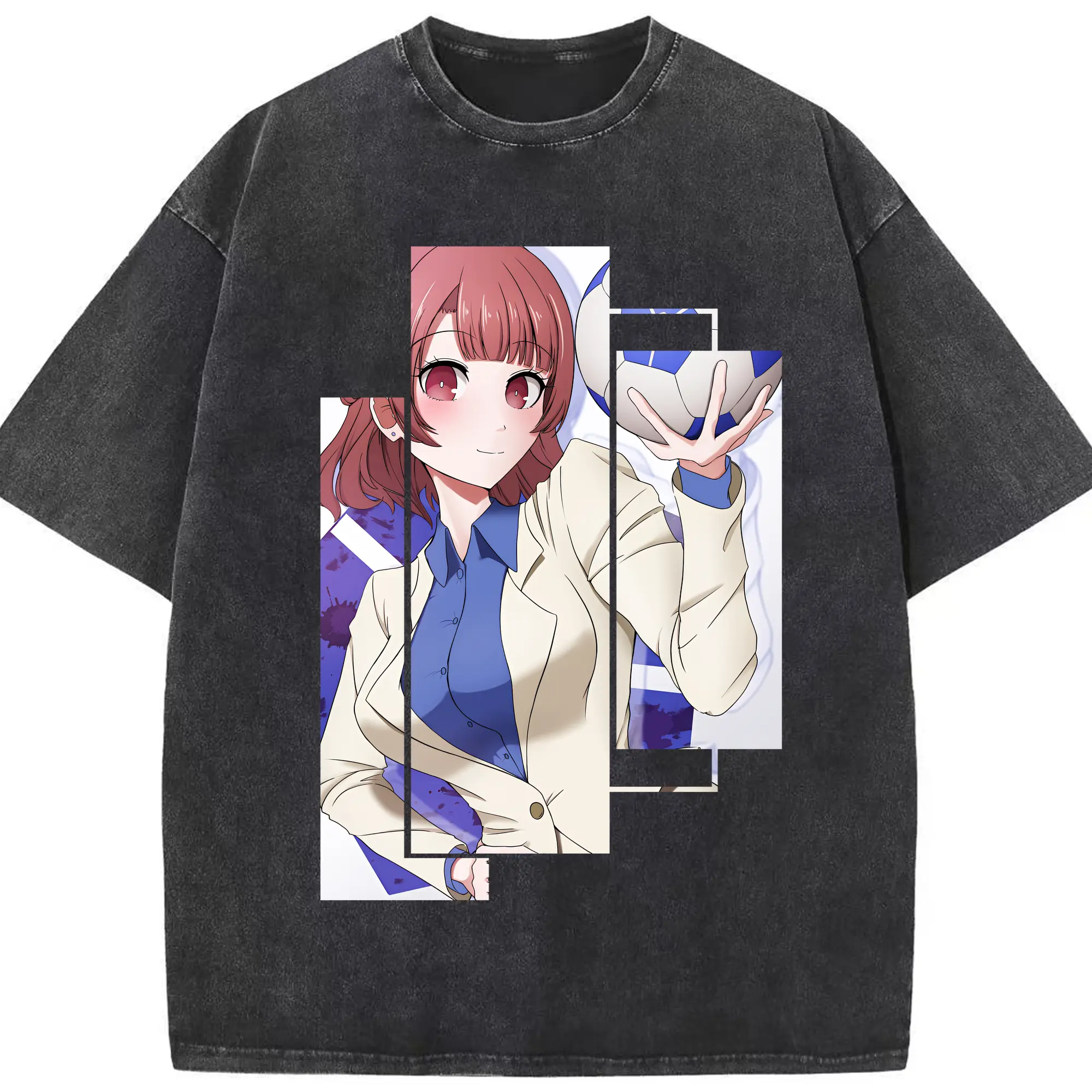 ブルーロック グッズ 帝襟 安里 - 綿100％ ヴィンテージ風 半袖Tシャツ ・ フロントプリント ・ 柔らか肌触り ・ 通気性 快適 ・ スポーツ カジュアル 外出用