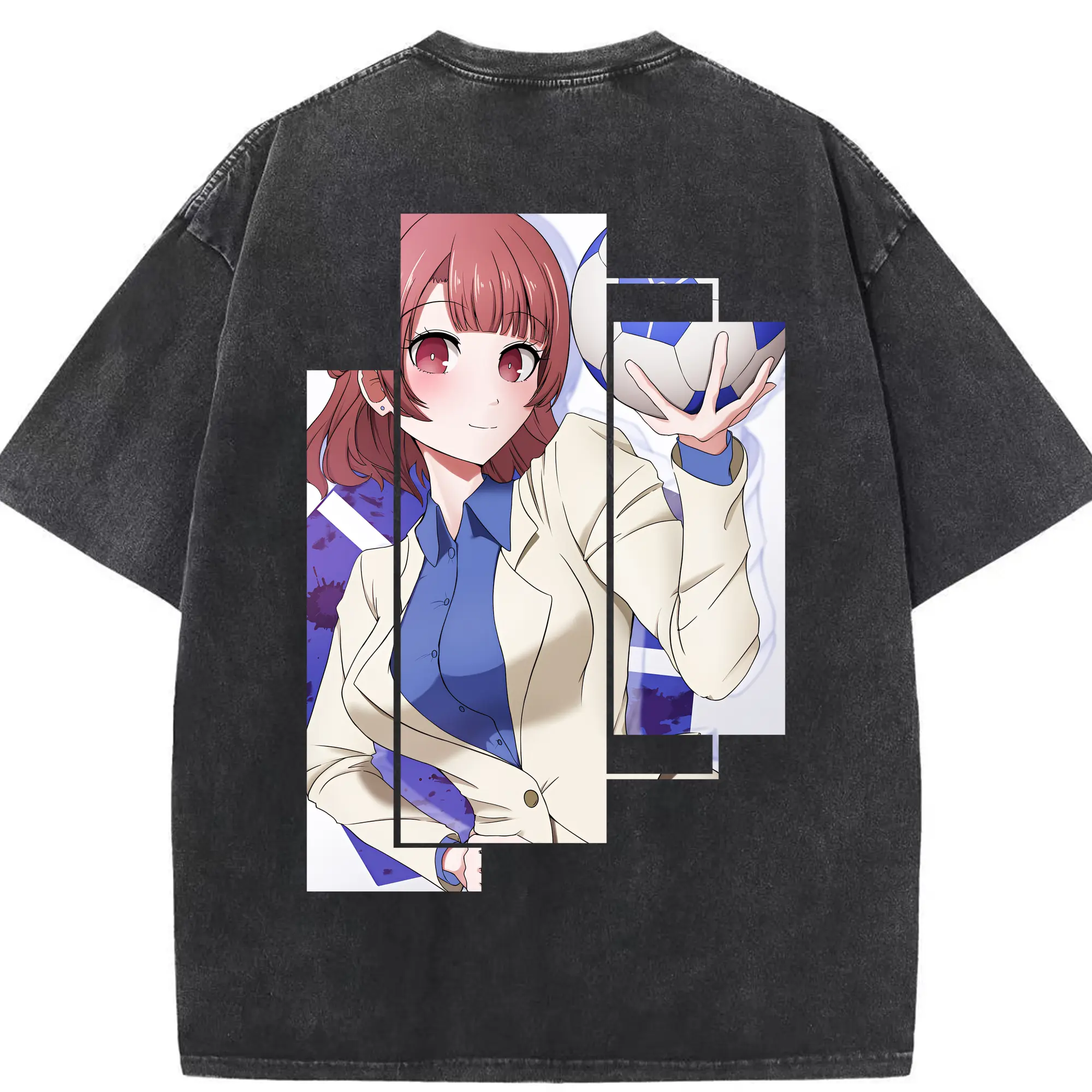 ブルーロック グッズ 帝襟 安里 - 綿100％ ヴィンテージ風 半袖Tシャツ ・ 背面プリント ・ 柔らか肌触り ・ 通気性 快適 ・ スポーツ カジュアル 外出用