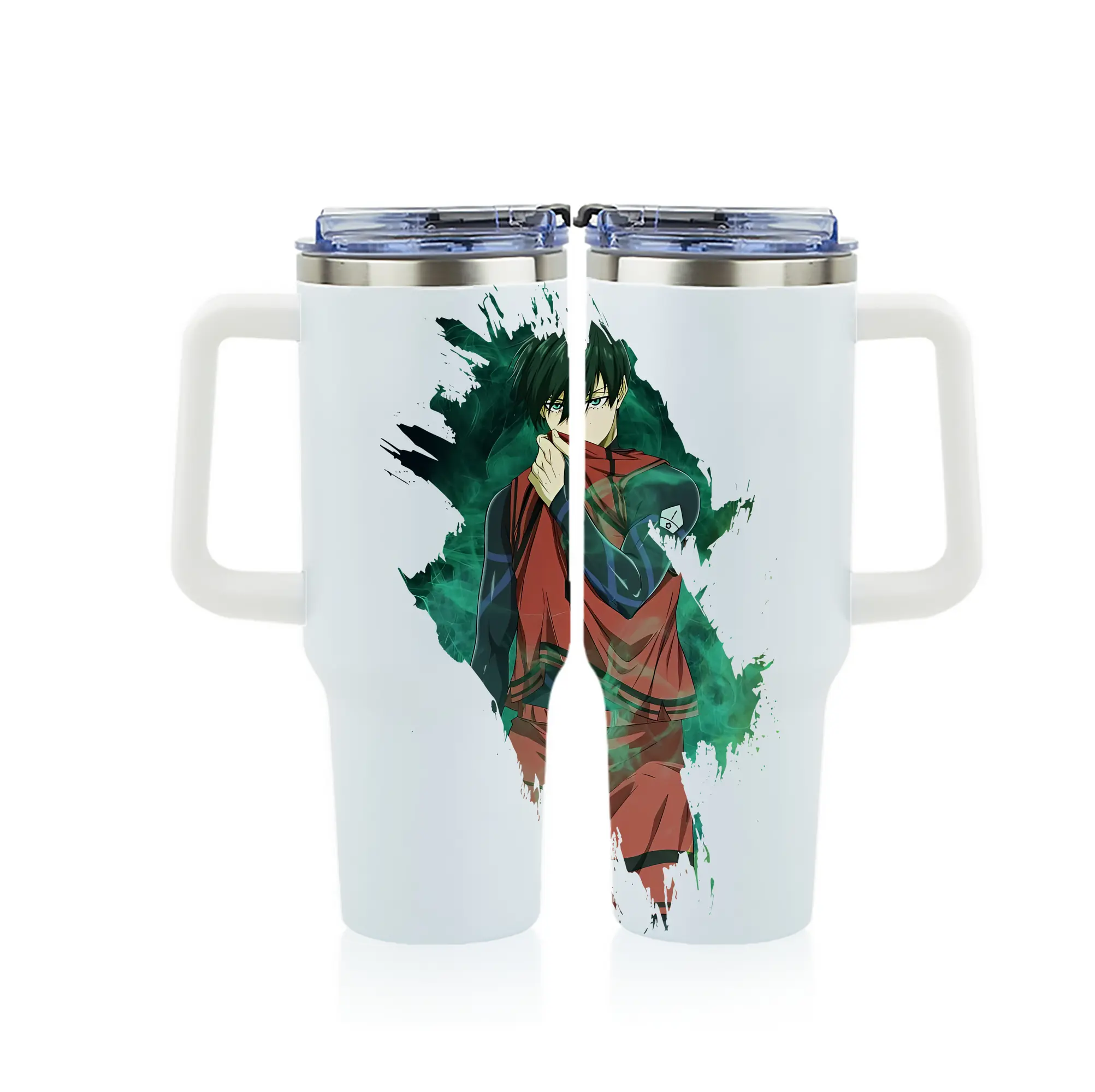 ブルーロック グッズ 糸師凛 - 1200mL フルプリント車用タンブラー ・ 304ステンレス 内側 ・ 201ステンレス 外側 ・ 保温 保冷 ・ 通勤 ドライブ アウトドア用