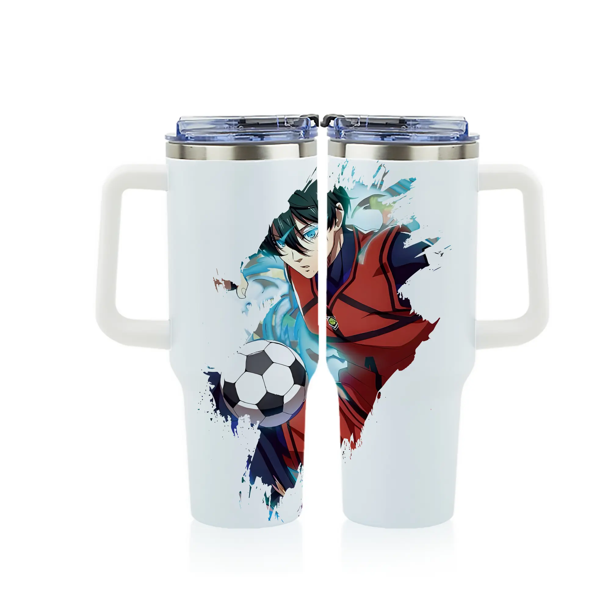 ブルーロック グッズ 糸師凛 - 1200mL フルプリント車用タンブラー ・ 304ステンレス 内側 ・ 201ステンレス 外側 ・ 保温 保冷 ・ 通勤 ドライブ アウトドア用