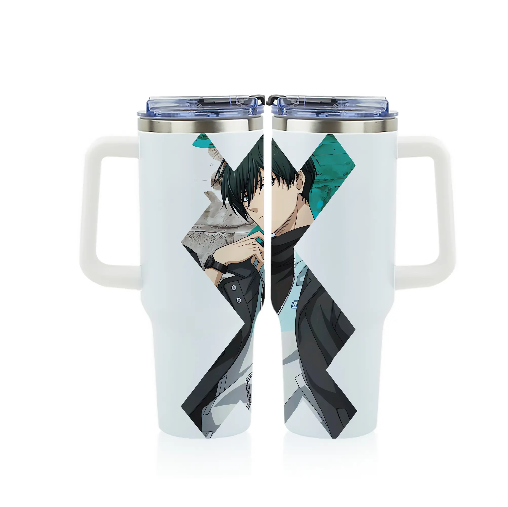 ブルーロック グッズ 糸師凛 - 1200mL フルプリント車用タンブラー ・ 304ステンレス 内側 ・ 201ステンレス 外側 ・ 保温 保冷 ・ 通勤 ドライブ アウトドア用