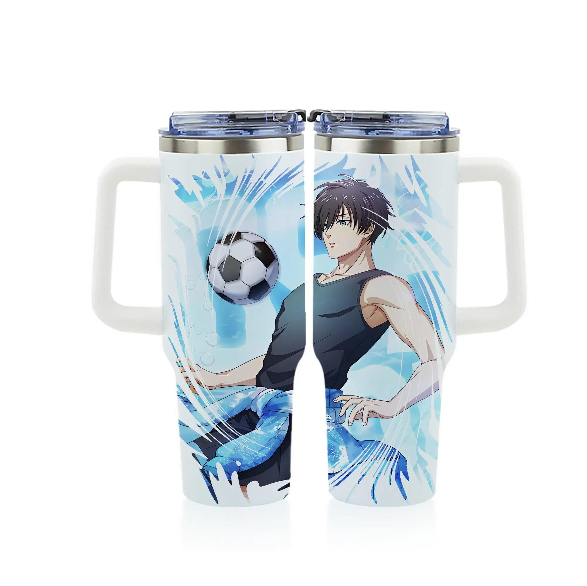 ブルーロック グッズ 糸師凛 - 1200mL フルプリント車用タンブラー ・ 304ステンレス 内側 ・ 201ステンレス 外側 ・ 保温 保冷 ・ 通勤 ドライブ アウトドア用