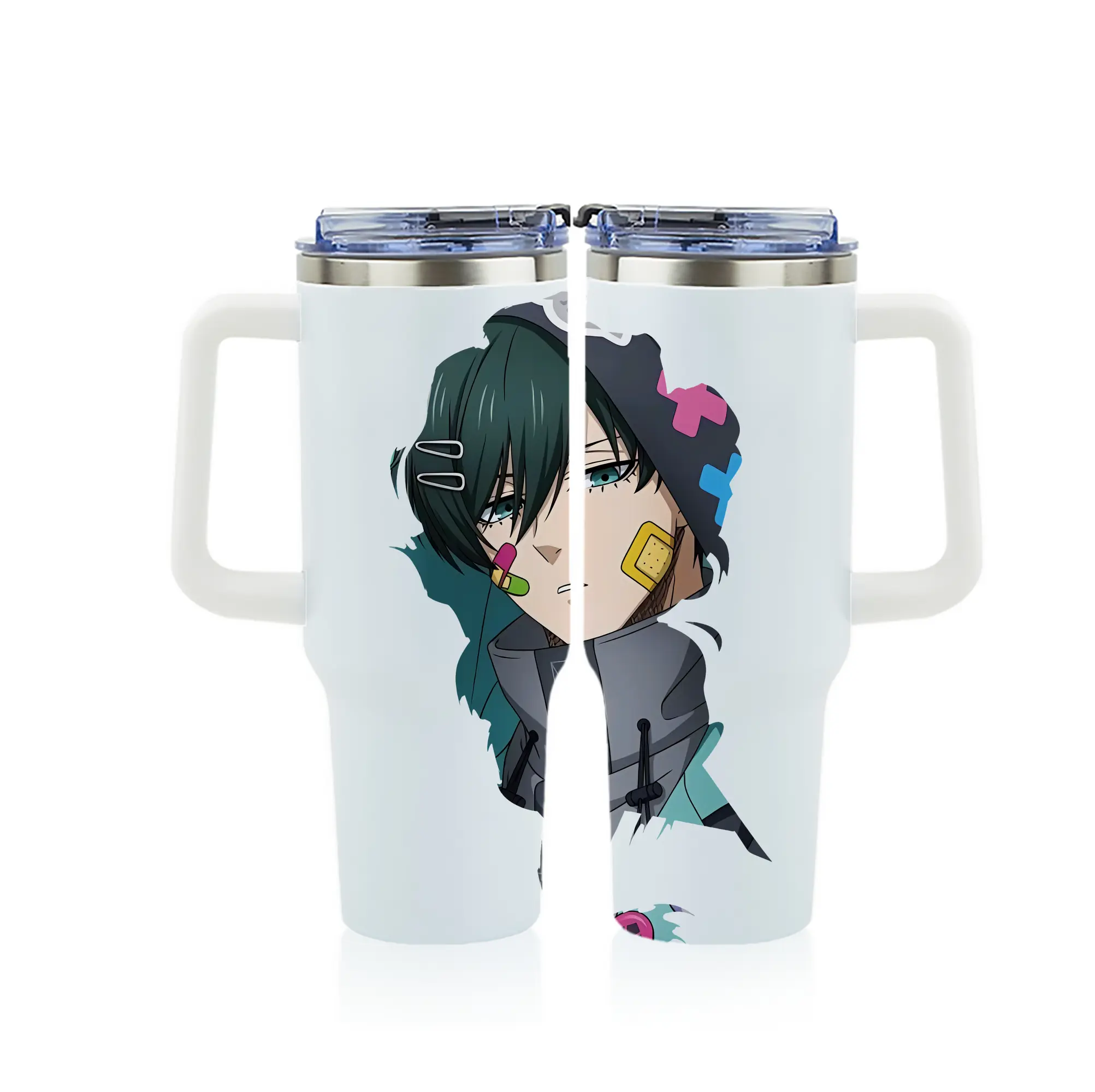 ブルーロック グッズ 糸師凛 - 1200mL フルプリント車用タンブラー ・ 304ステンレス 内側 ・ 201ステンレス 外側 ・ 保温 保冷 ・ 通勤 ドライブ アウトドア用